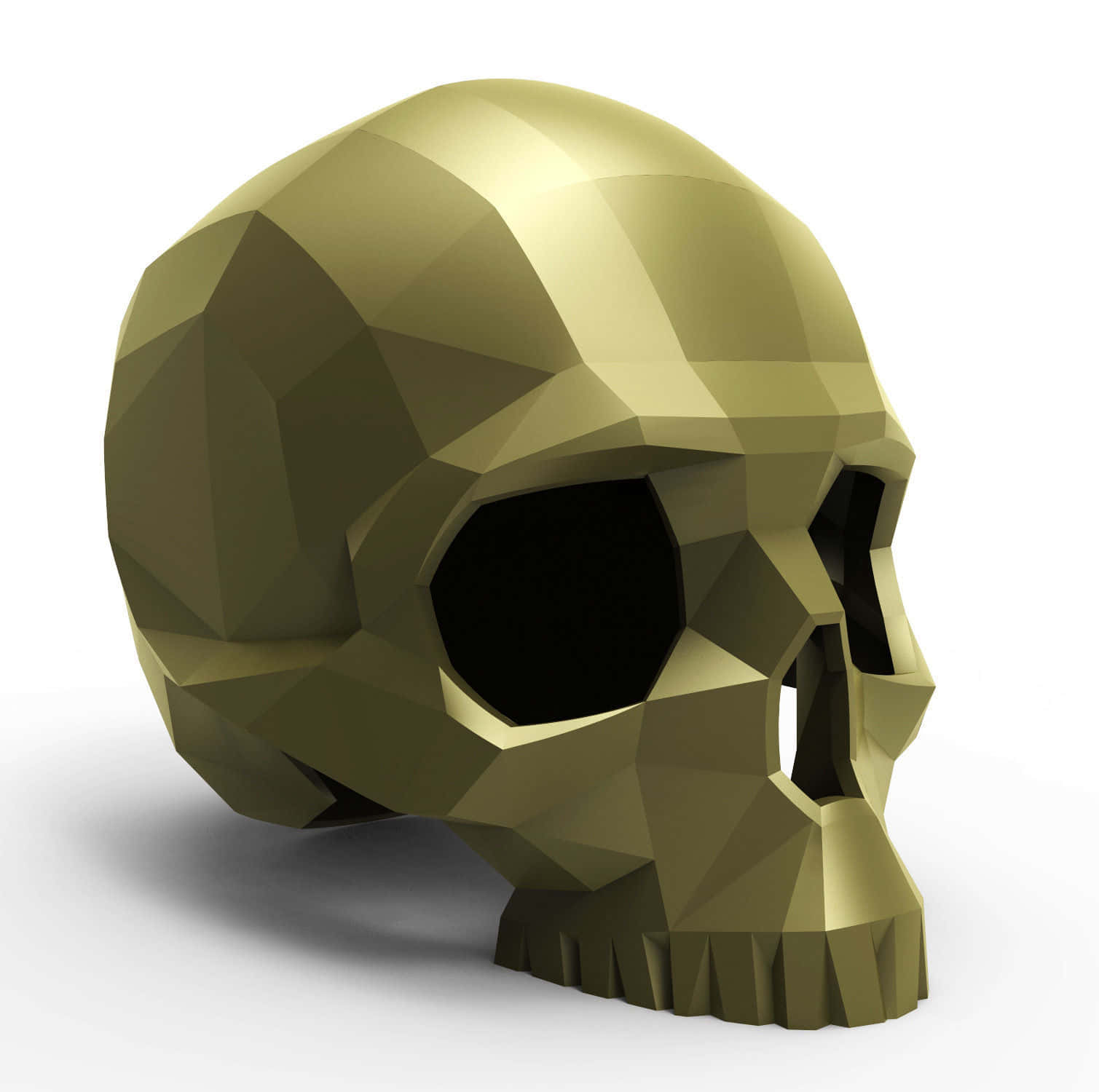 3d skull, low-poly, gold, HD Desktop Wallpaper