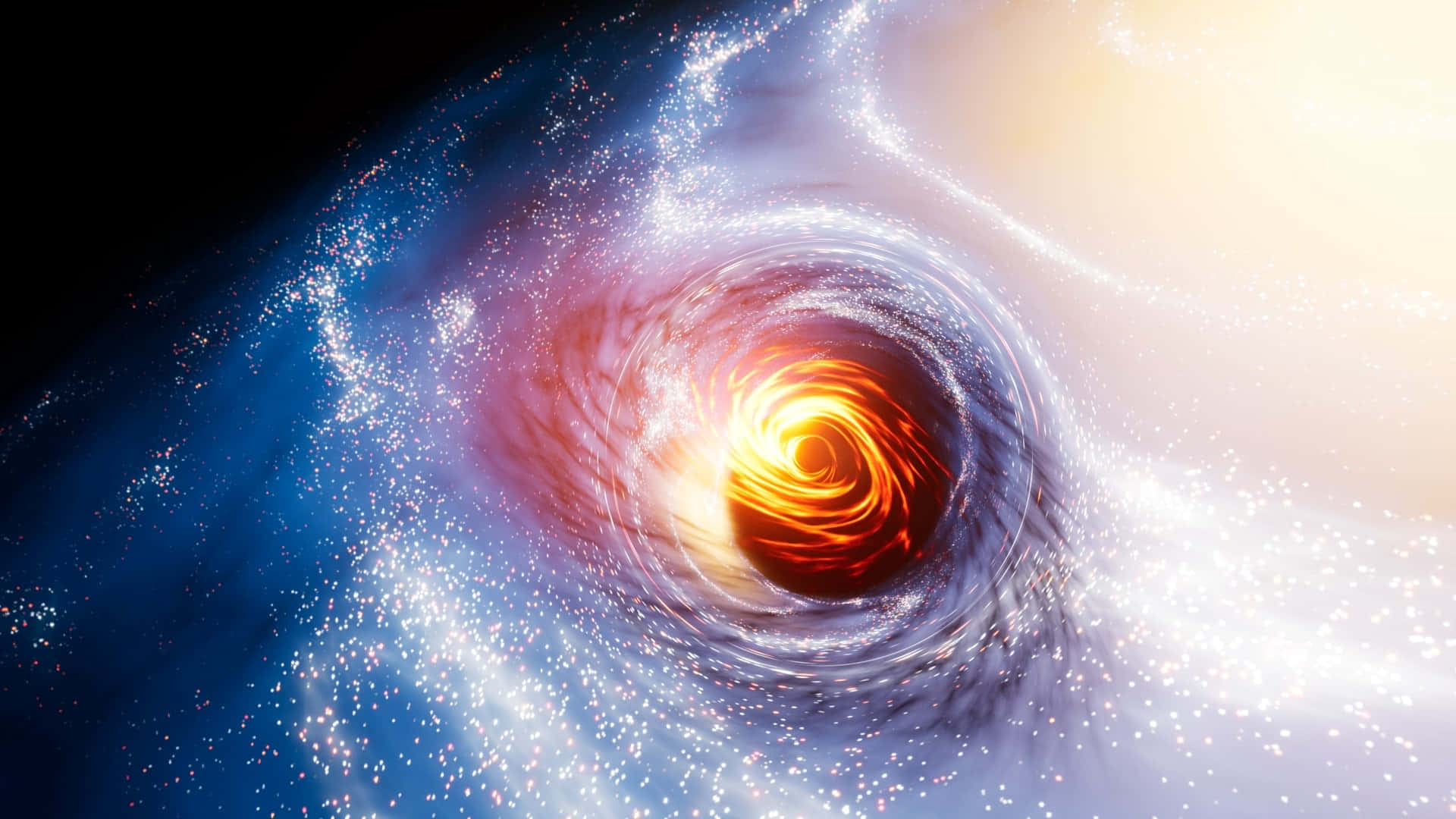 3d Space, cosmic vortex, fiery orange core, Full HD Desktop Wallpaper