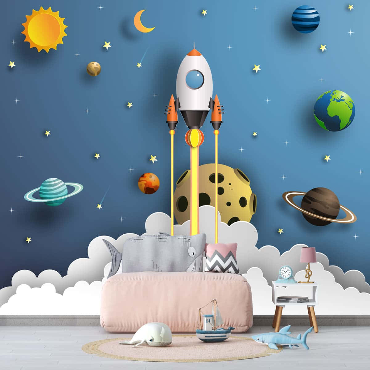 3d Space, child's room, space-themed wallpaper, SD Desktop Wallpaper