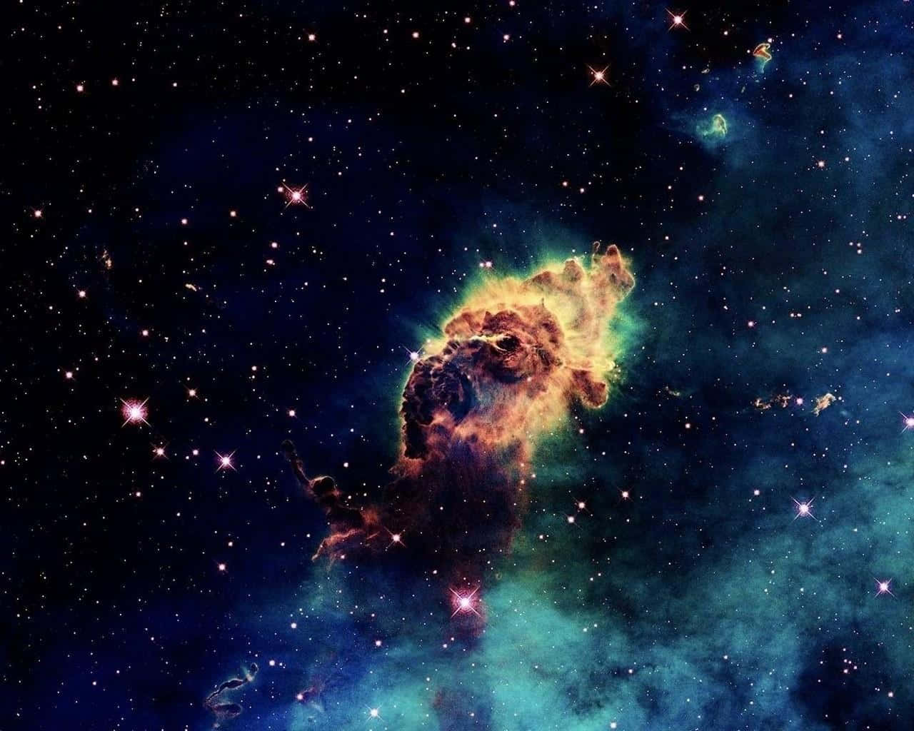 3d space, cosmic nebula, fiery orange, HD Desktop Wallpaper