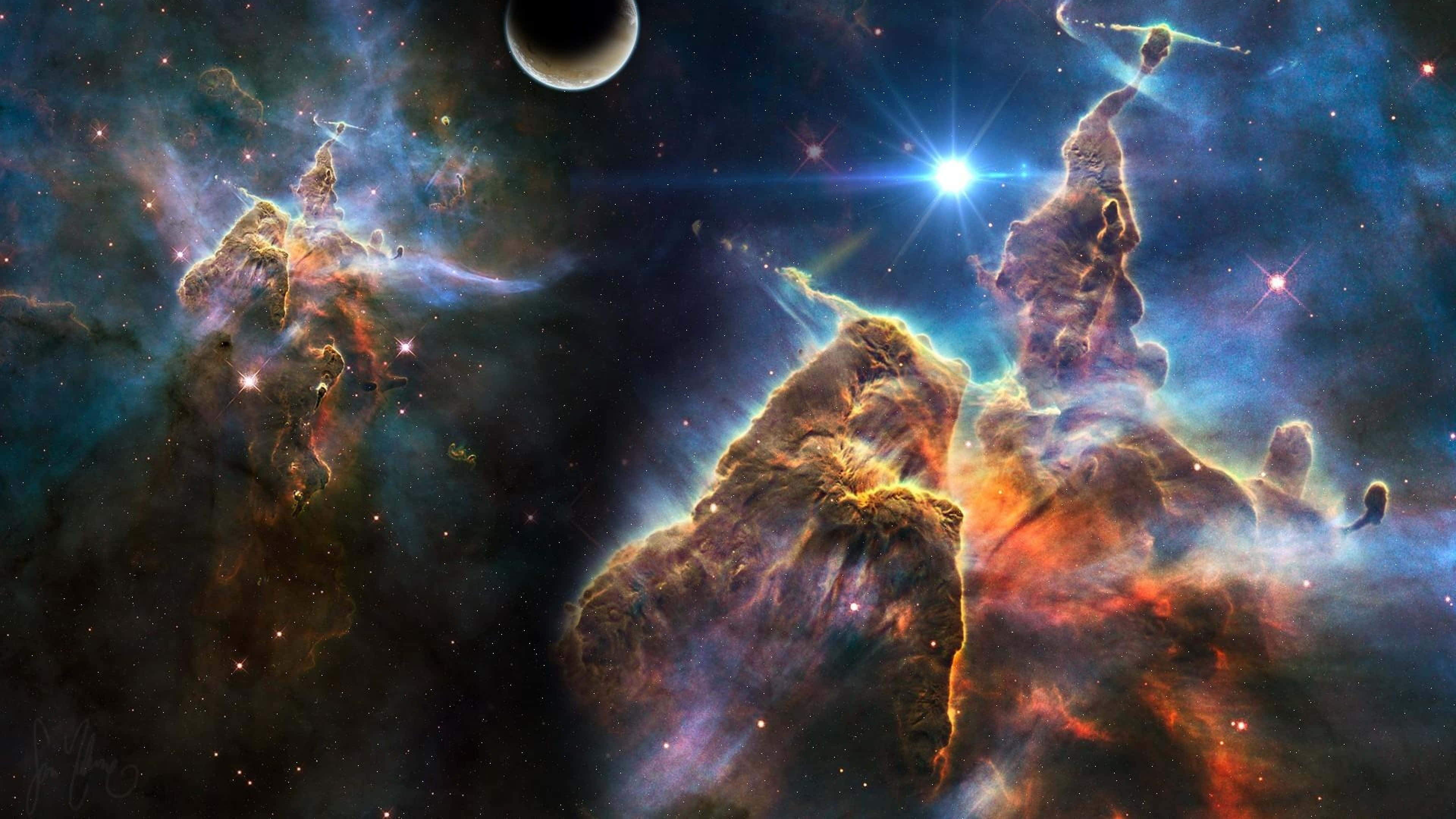 3d space, cosmic pillars, starfield, 4K Desktop Wallpaper