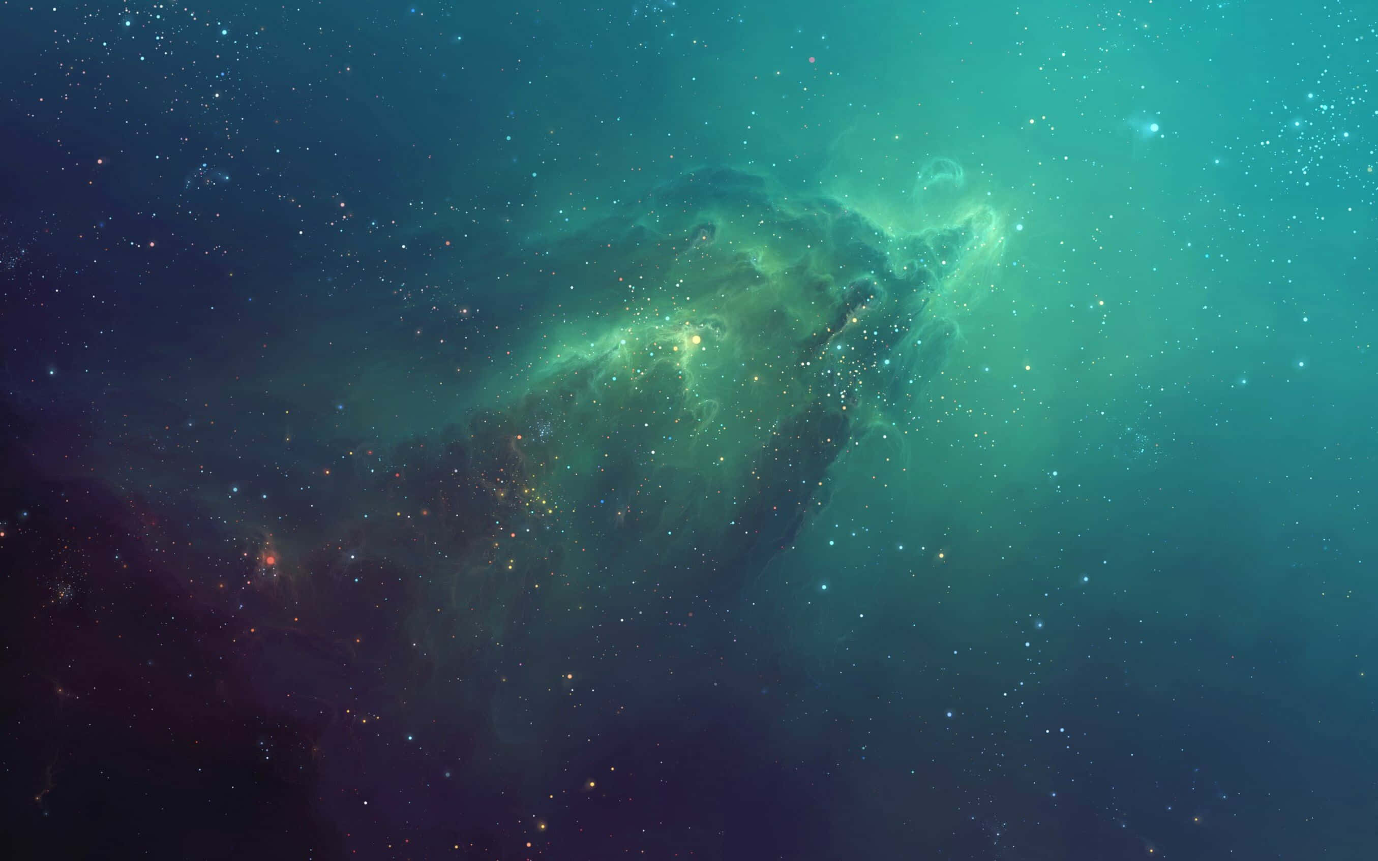 3d Space, cosmic nebula, vibrant teal, 2K Desktop Wallpaper