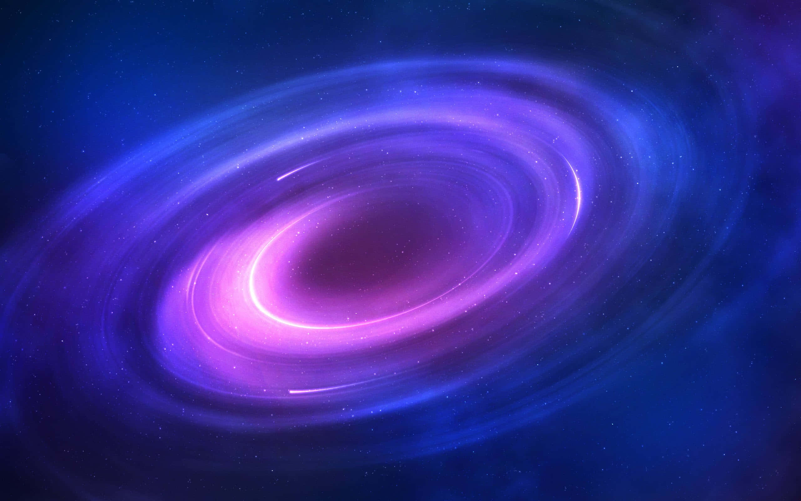 3d Space, galaxy, glowing purple and blue rings, 2K Desktop Wallpaper