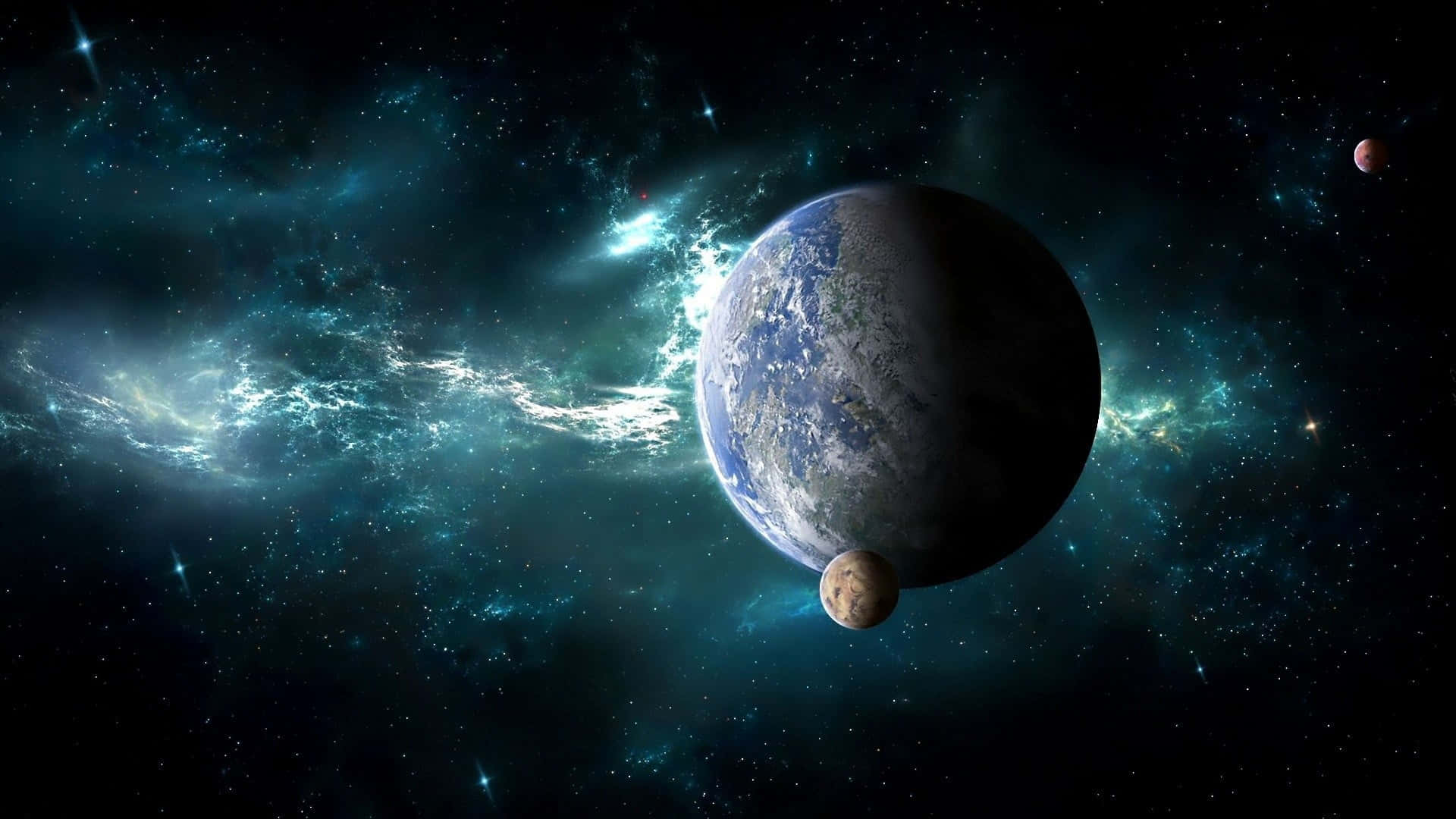 3d Space, Earth, moon, Full HD Desktop Wallpaper