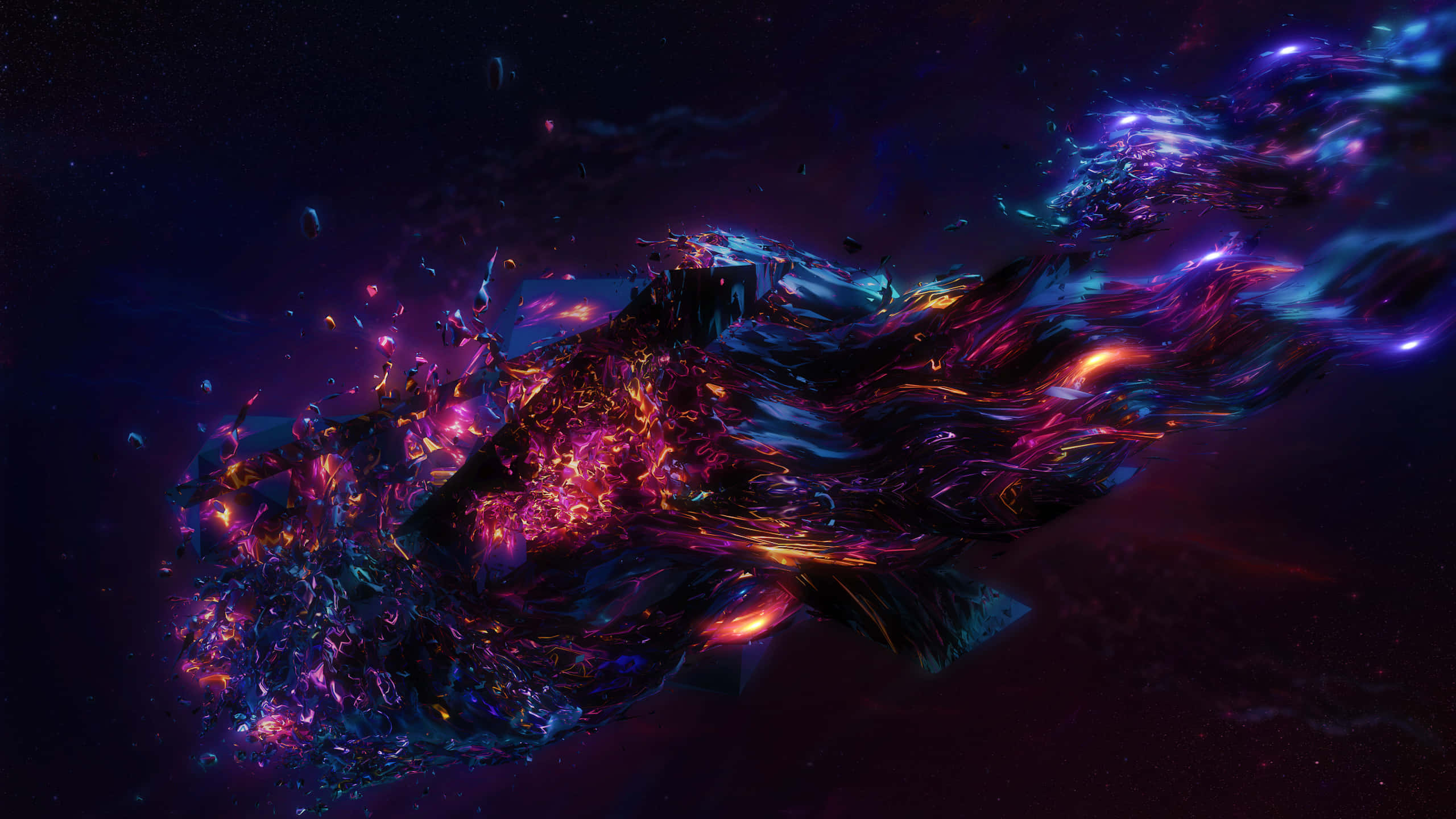 3D Geometry, cosmic nebula, electric purple, 2K Desktop Wallpaper