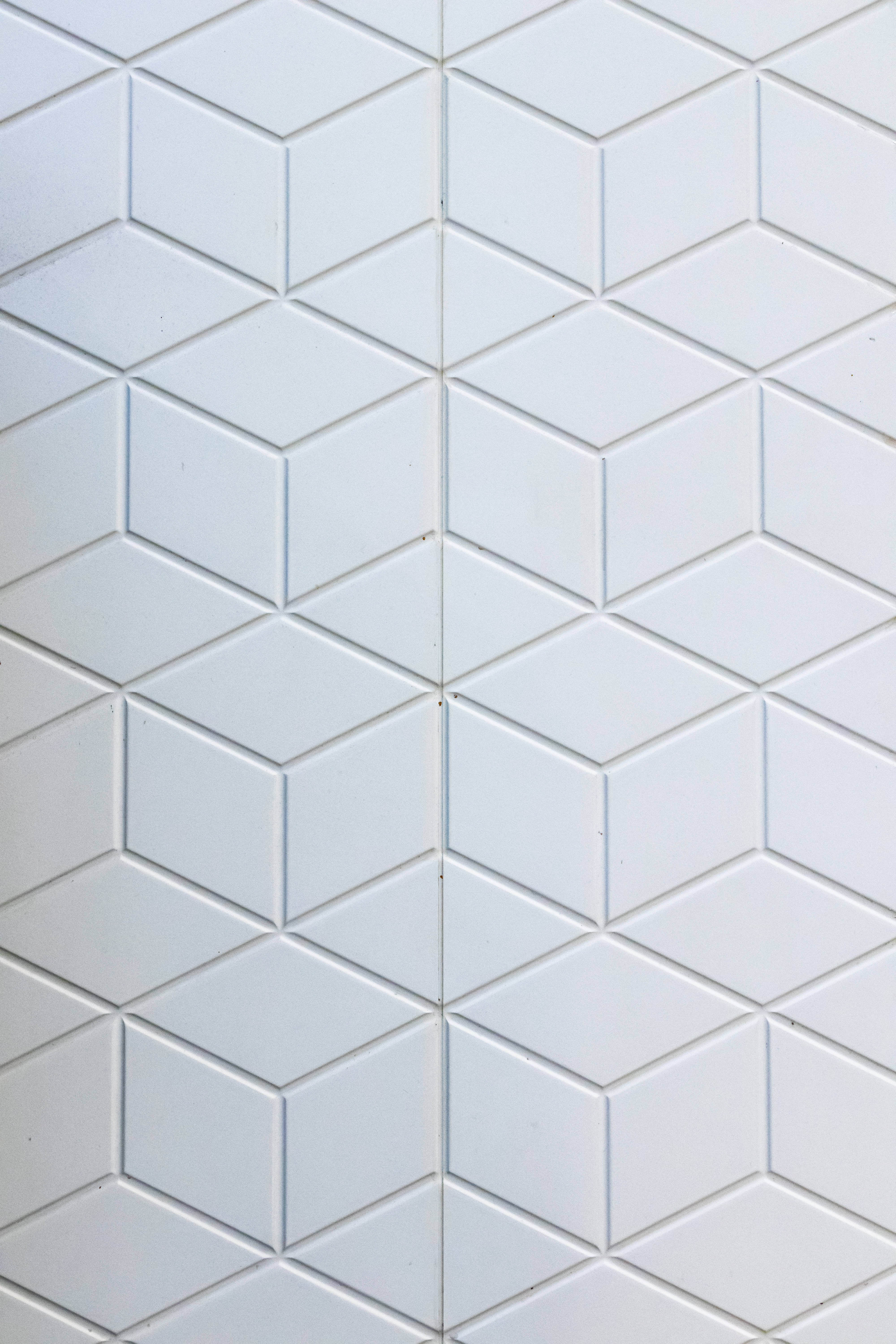 white hexagonal tiles, 3d cube indentations, modern geometric pattern, 5K Phone Wallpaper