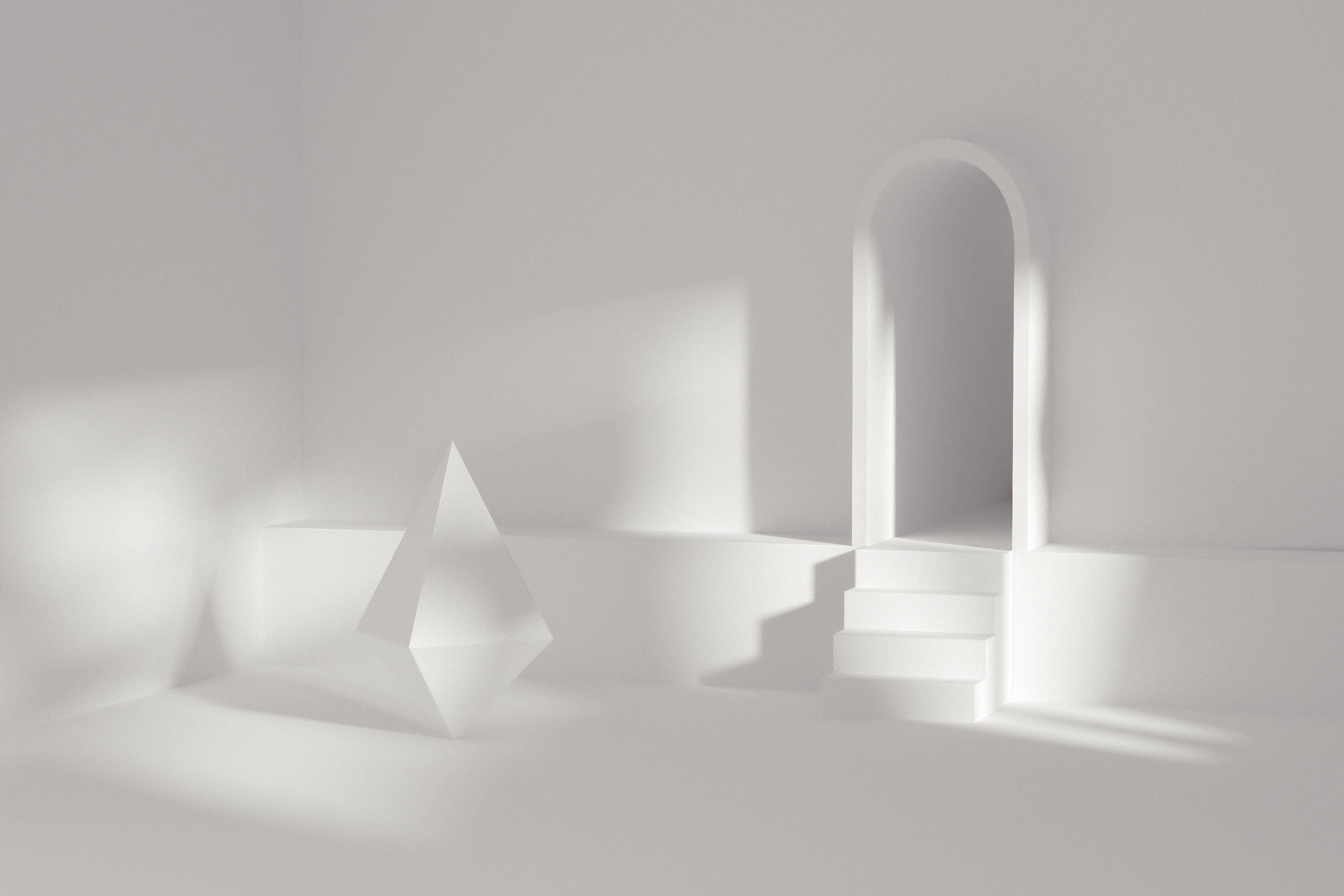 3d, 4k, white room, 2K Desktop Wallpaper