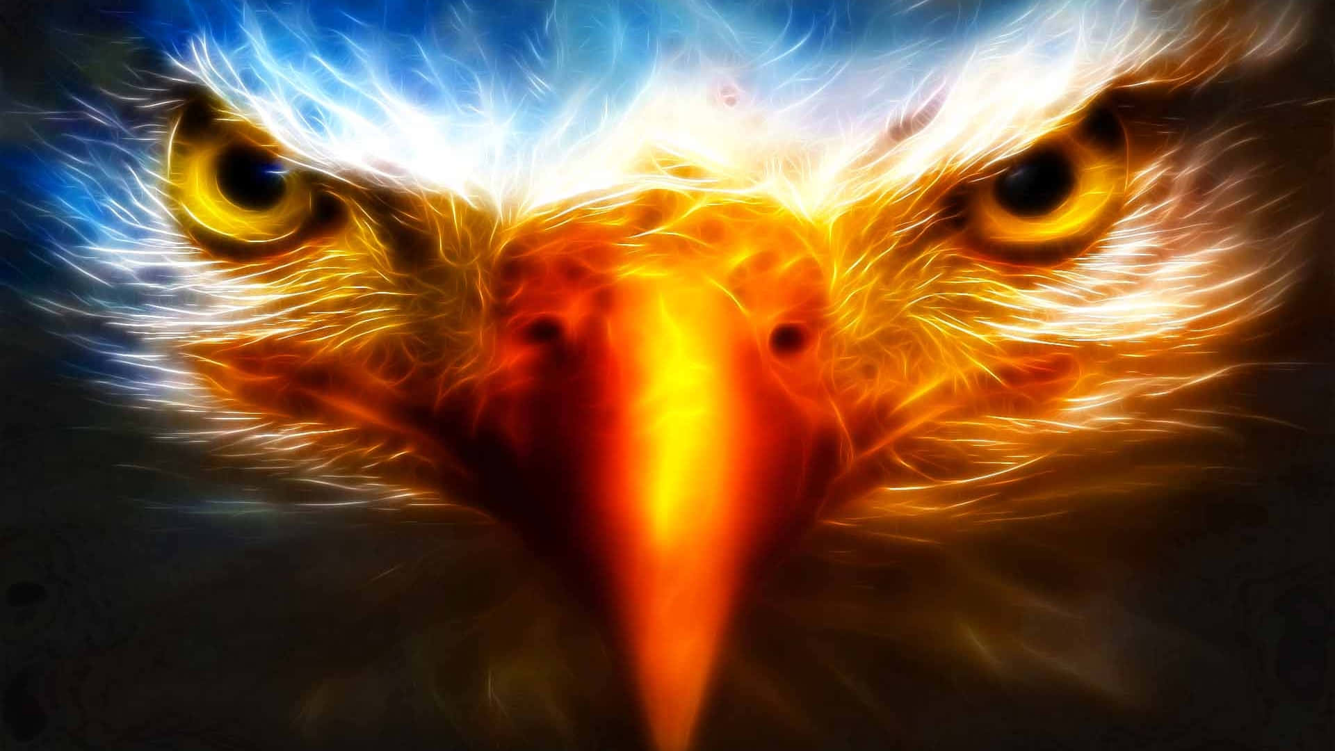 Super Cool 3d, fiery eagle, glowing eyes, Full HD Desktop Wallpaper