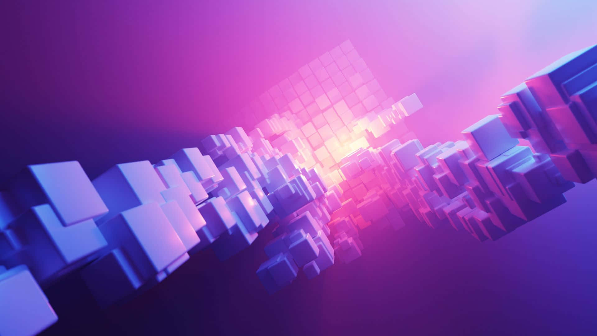 futuristic abstract cubes, glowing tunnel, floating cubes, Full HD Desktop Wallpaper