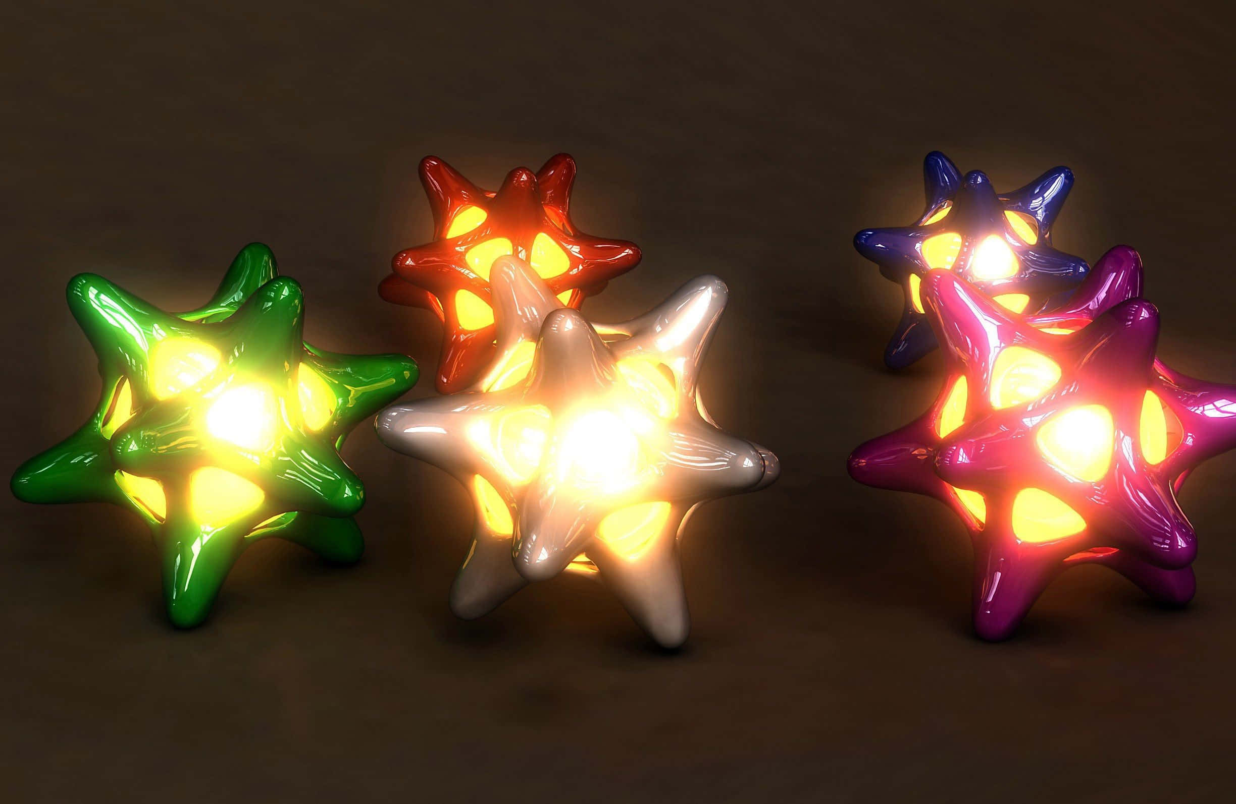 3d star, glowing star-shaped lamps, vibrant colors, Full HD Desktop Wallpaper
