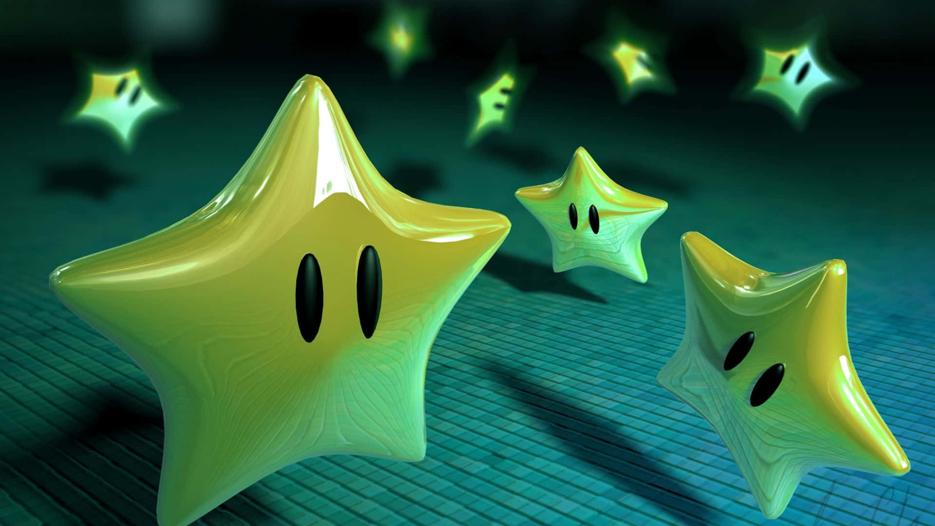 3d star, glossy yellow stars, black eyes, Full HD Desktop Wallpaper