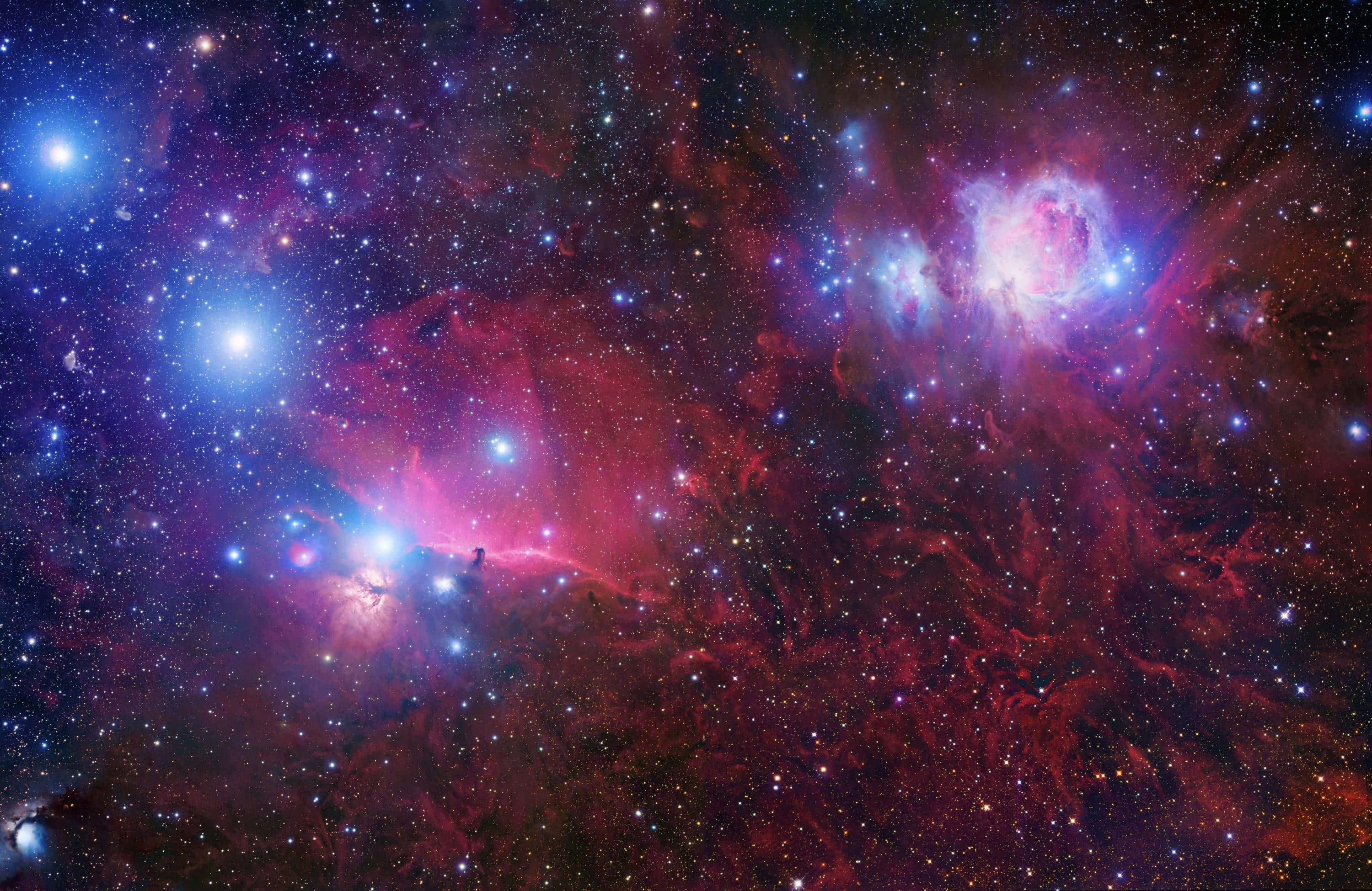 3d star, red and blue glow, bright stars, 2K Desktop Wallpaper