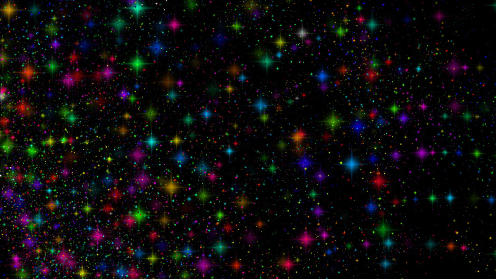 3d star, cosmic sky, multicolored glowing stars, Full HD Desktop Wallpaper