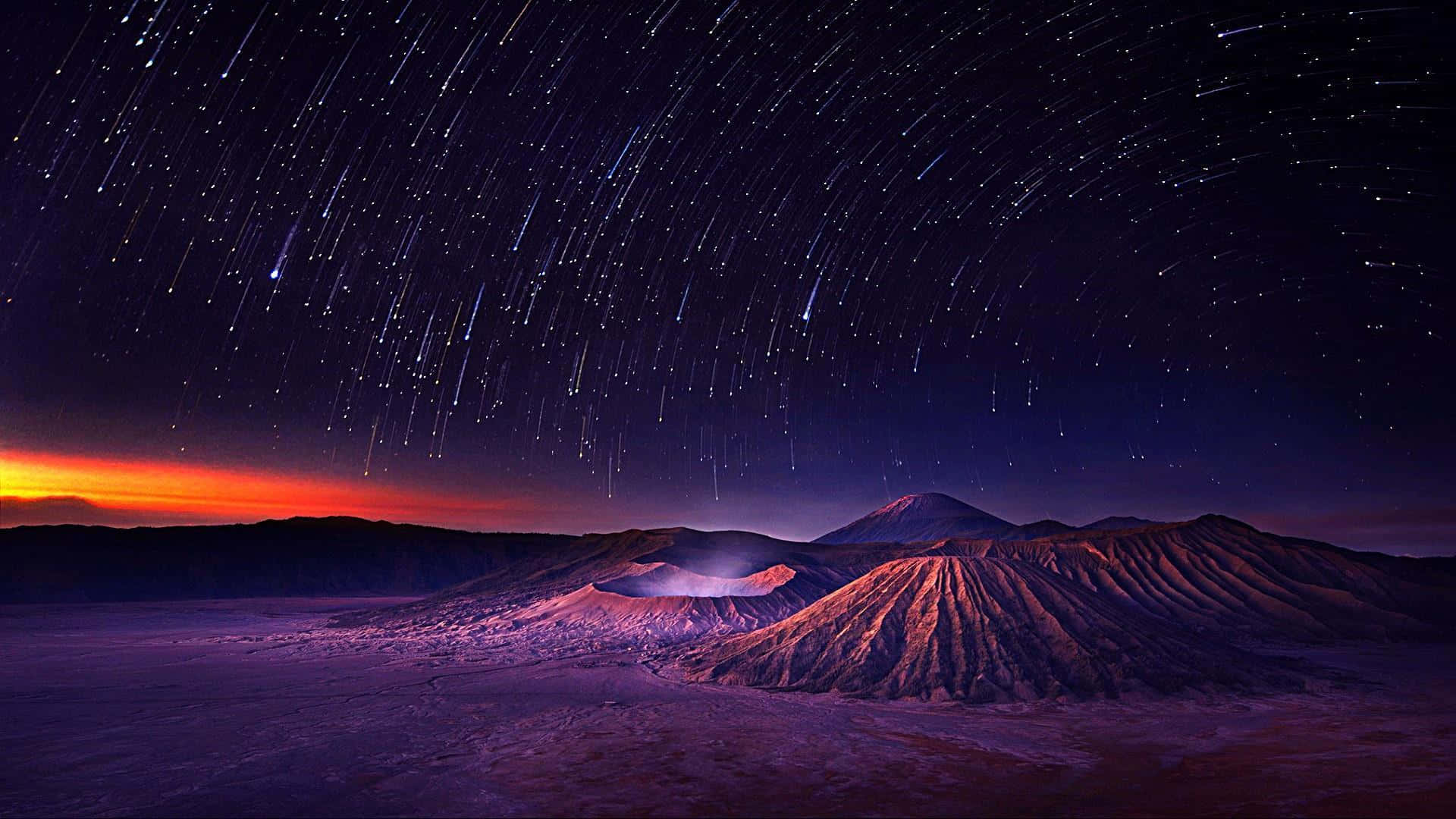 3d star, twilight sky, star trails, Full HD Desktop Wallpaper