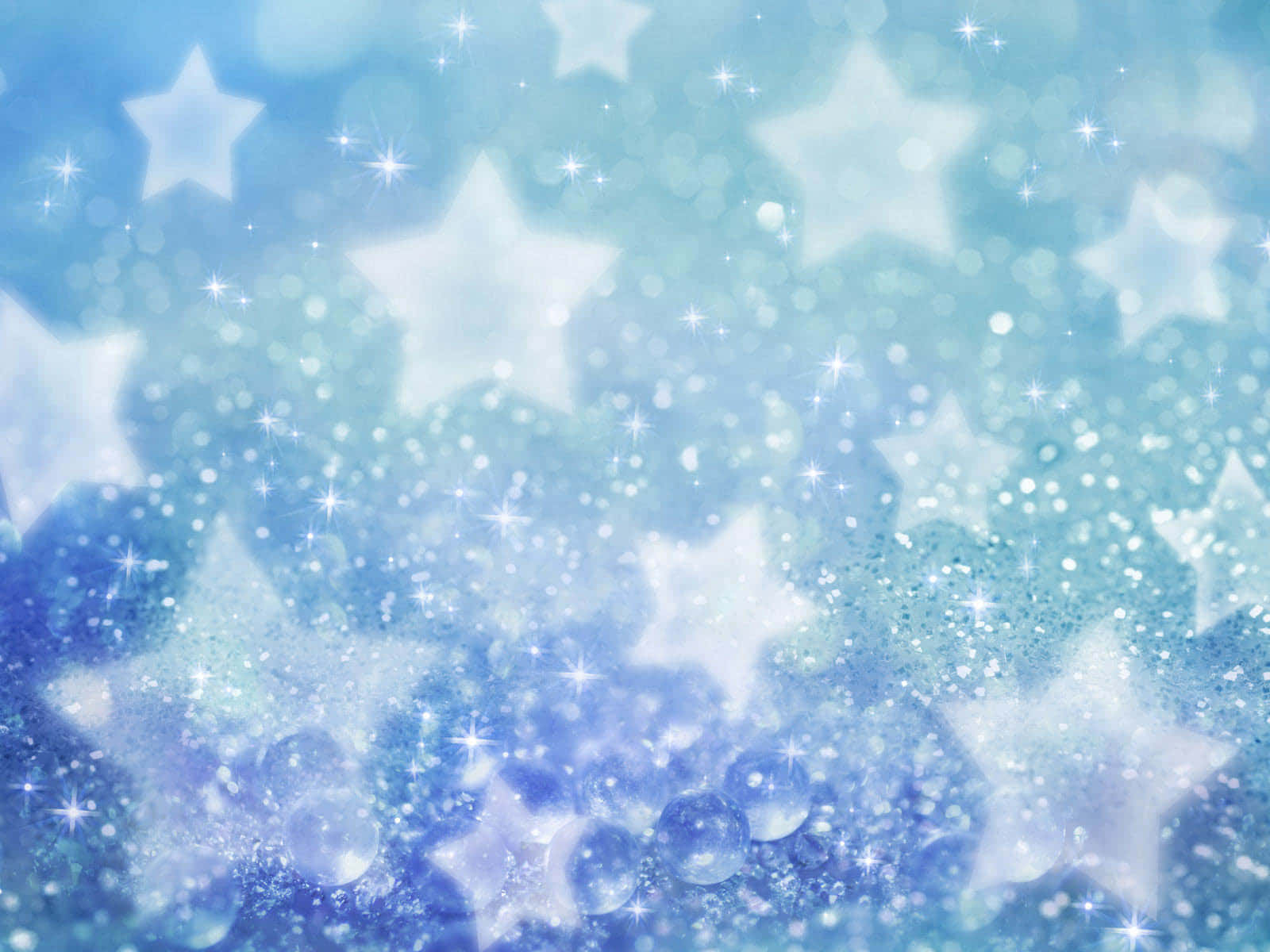 3D Blue Star, blue gradient, glowing white stars, HD Desktop Wallpaper