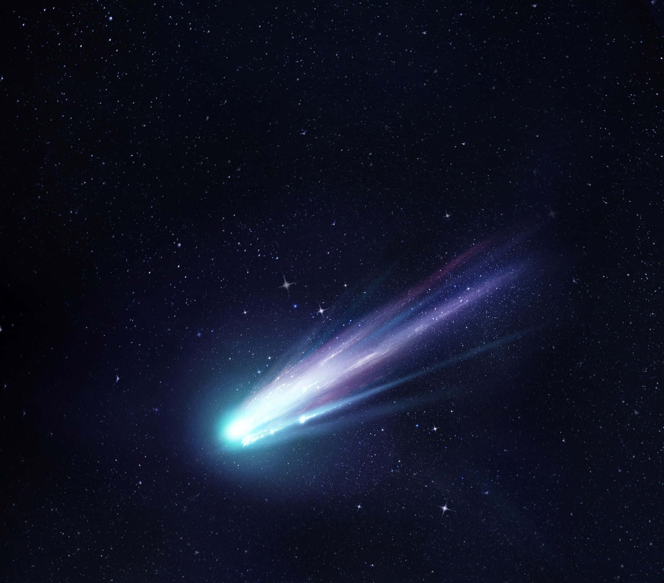 3d star, luminous comet, starry night sky, Full HD Desktop Wallpaper