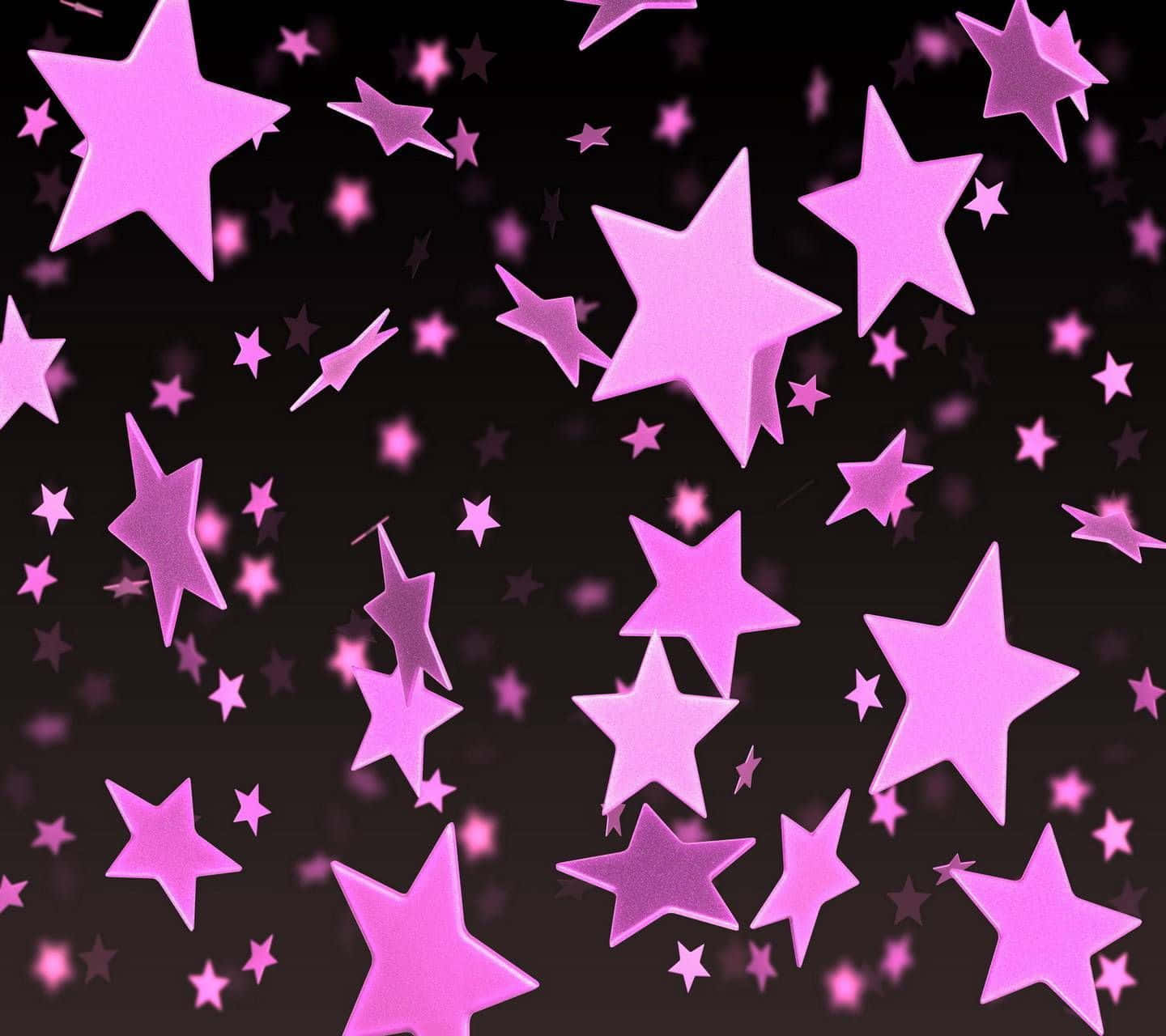 3D Star, glowing pink stars, dark gradient background, HD Desktop Wallpaper