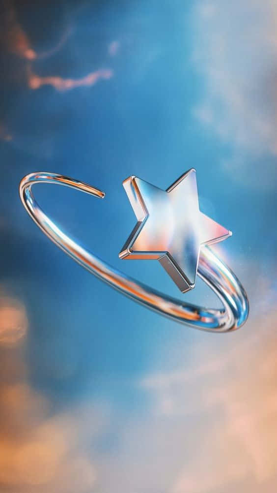 star orbit sky3 d render, shiny silver star, ring, SD Phone Wallpaper