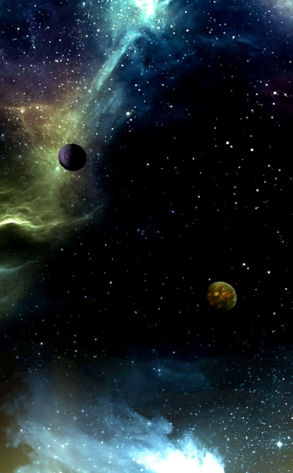 3d galaxy, teal gold, deep blue stars, HD Phone Wallpaper
