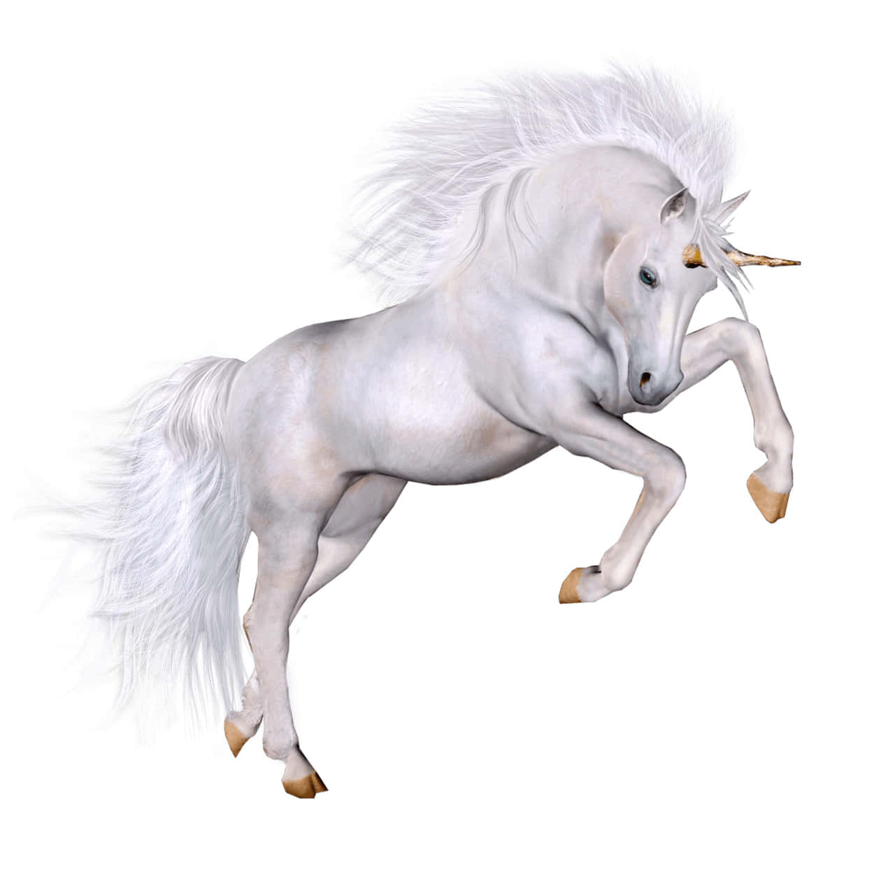 3d unicorn, white unicorn, flowing mane, HD Desktop Wallpaper