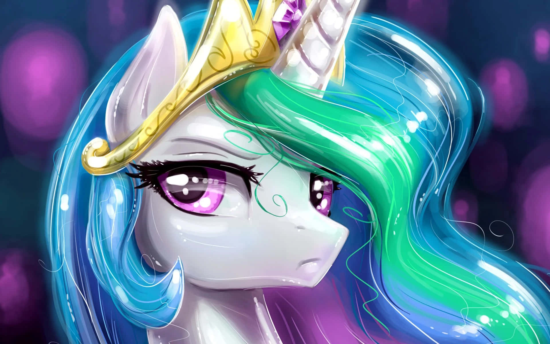 3d unicorn, white unicorn, turquoise mane, Full HD Desktop Wallpaper