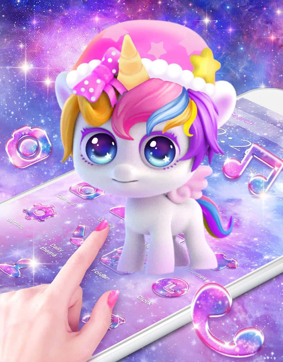 3d unicorn, rainbow mane, star crown, SD Phone Wallpaper