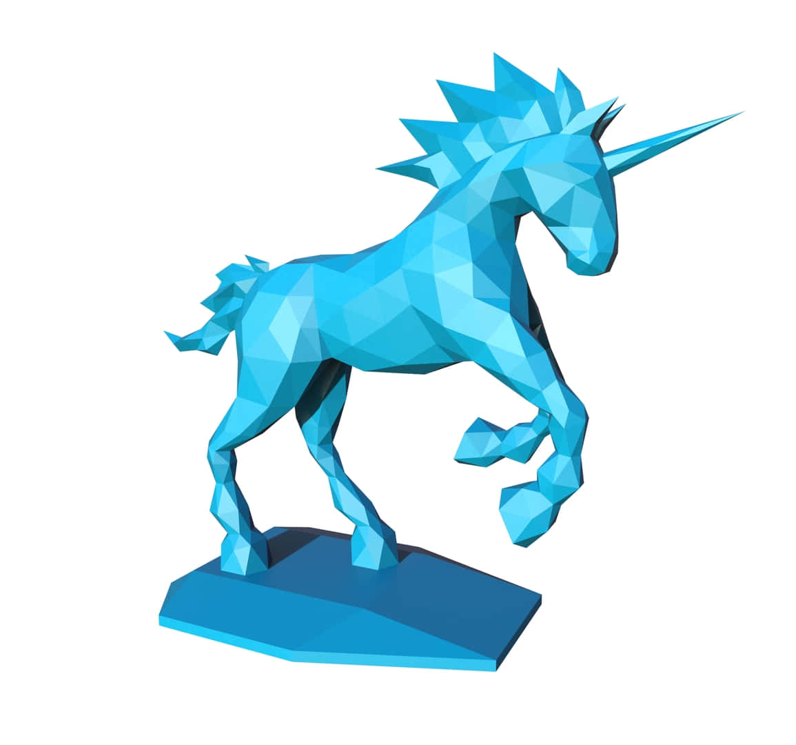 3d unicorn, vibrant blue, low-poly, SD Desktop Wallpaper