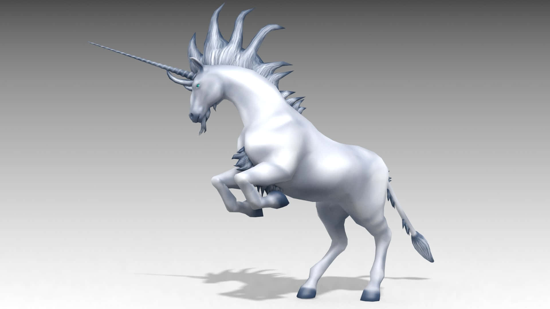 3d unicorn, sleek white unicorn, silver horn, Full HD Desktop Wallpaper