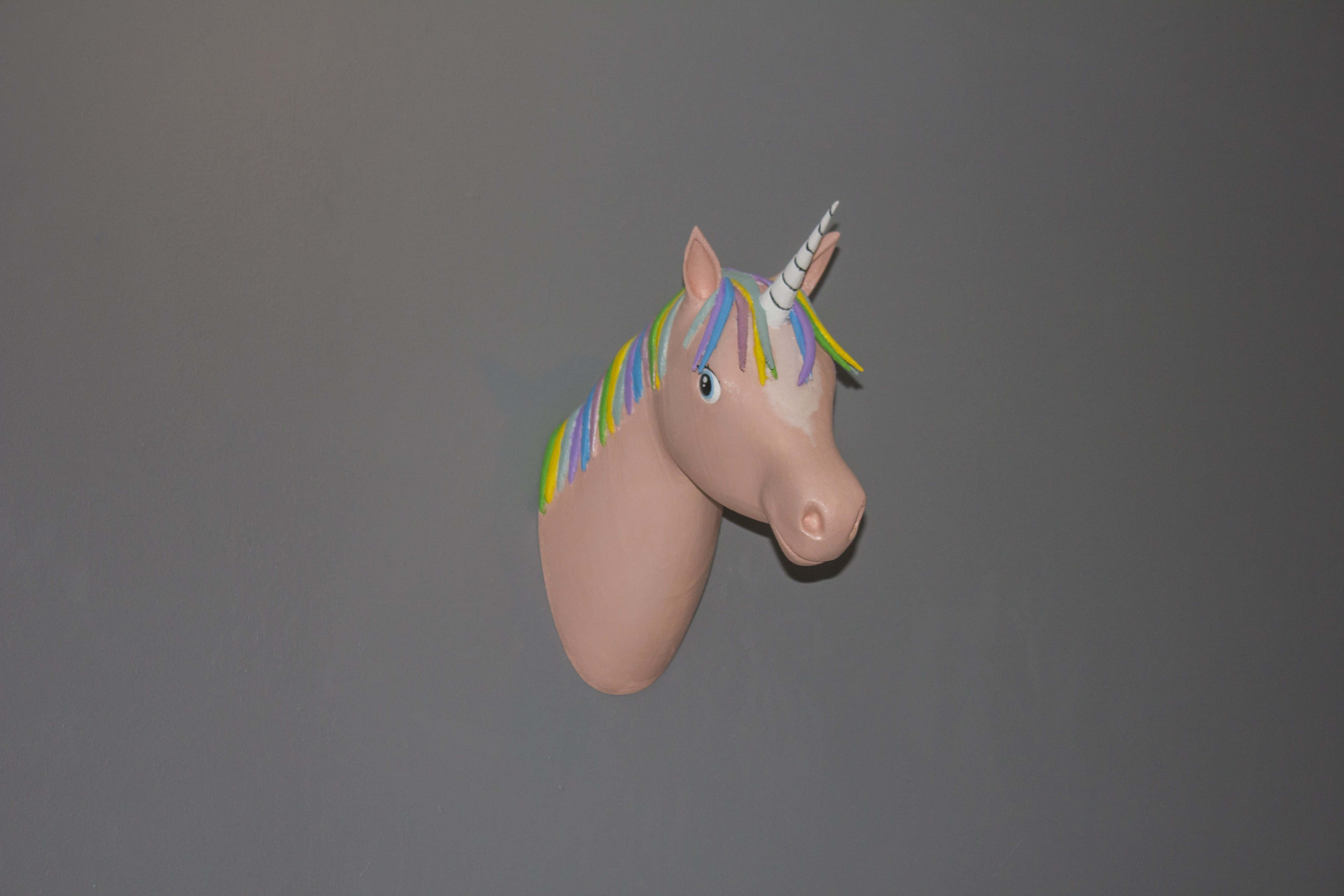3d unicorn, pink unicorn head mount, rainbow mane, 5K Desktop Wallpaper