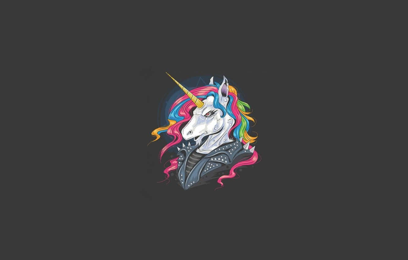 unicorn, rainbow mane, golden horn, HD Desktop Wallpaper