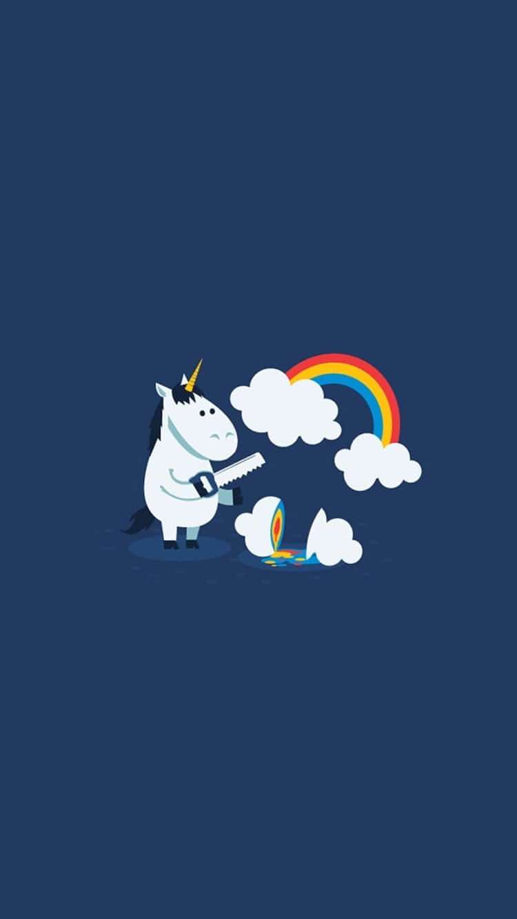 cartoon unicorn, saw, cloud, HD Phone Wallpaper