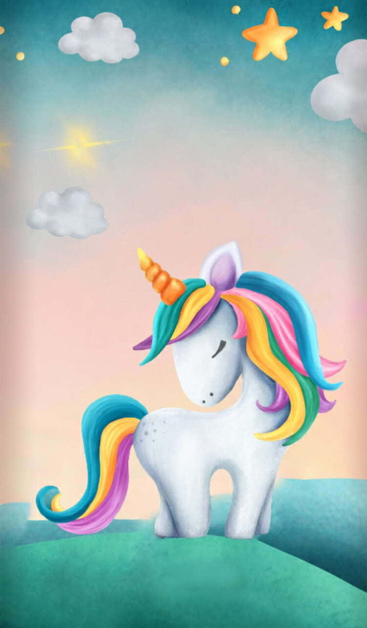 cute unicorn, white unicorn, rainbow mane, HD Phone Wallpaper
