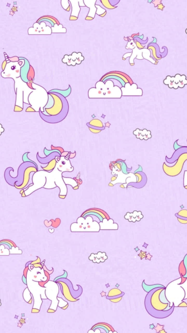 cute unicorn, rainbow manes, smiling clouds, HD Phone Wallpaper