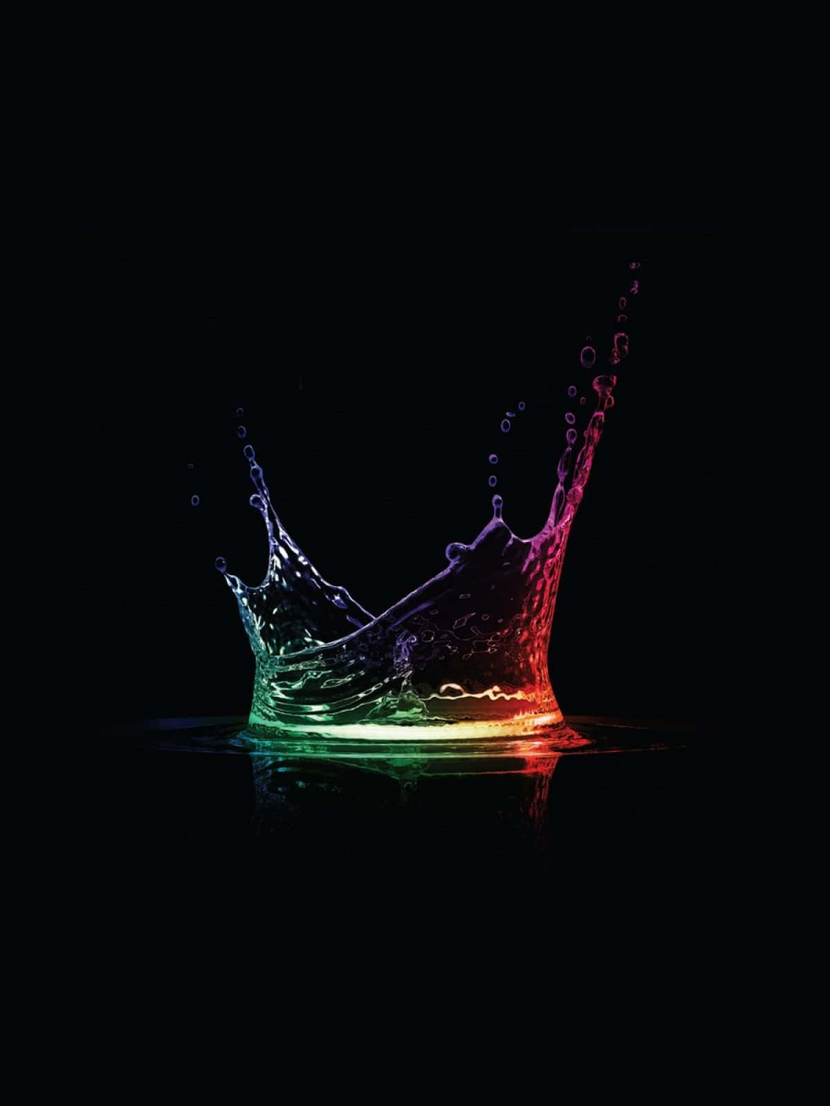 3d water, rainbow splash, pure black background, HD Phone Wallpaper