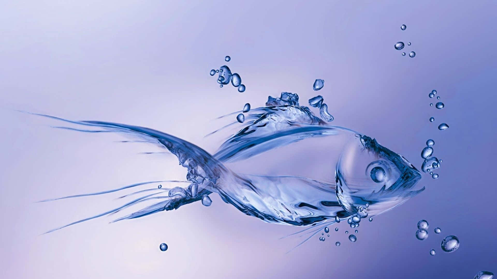 3d water, translucent fish, flowing water, Full HD Desktop Wallpaper