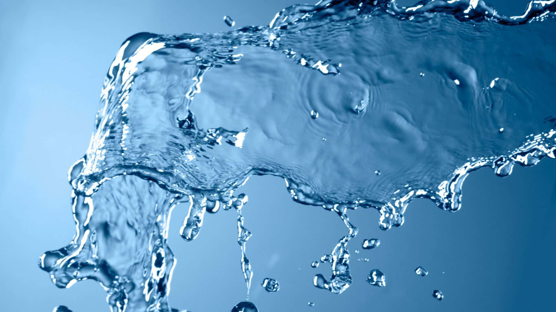 3d water, clear blue water, droplets, Full HD Desktop Wallpaper