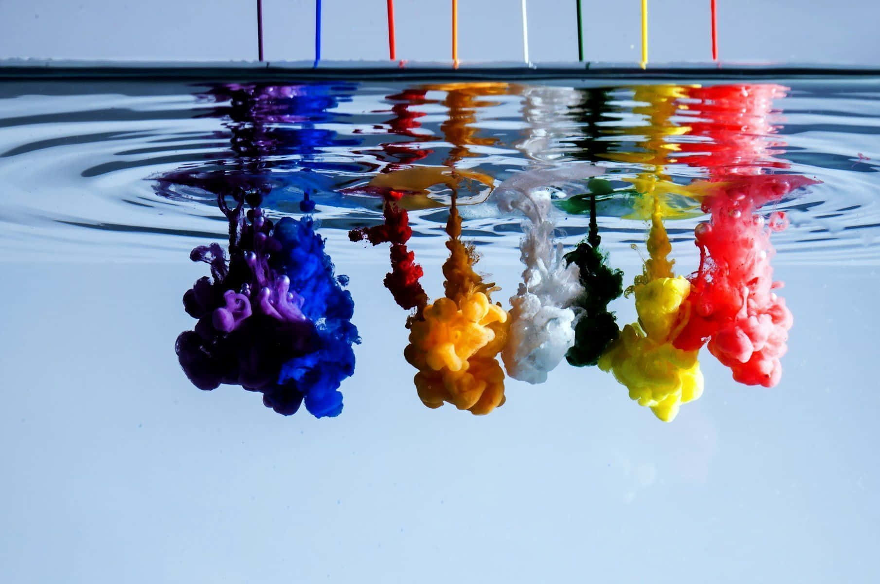 3d water, 3D Water Droplets, vibrant colored inks, HD Desktop Wallpaper