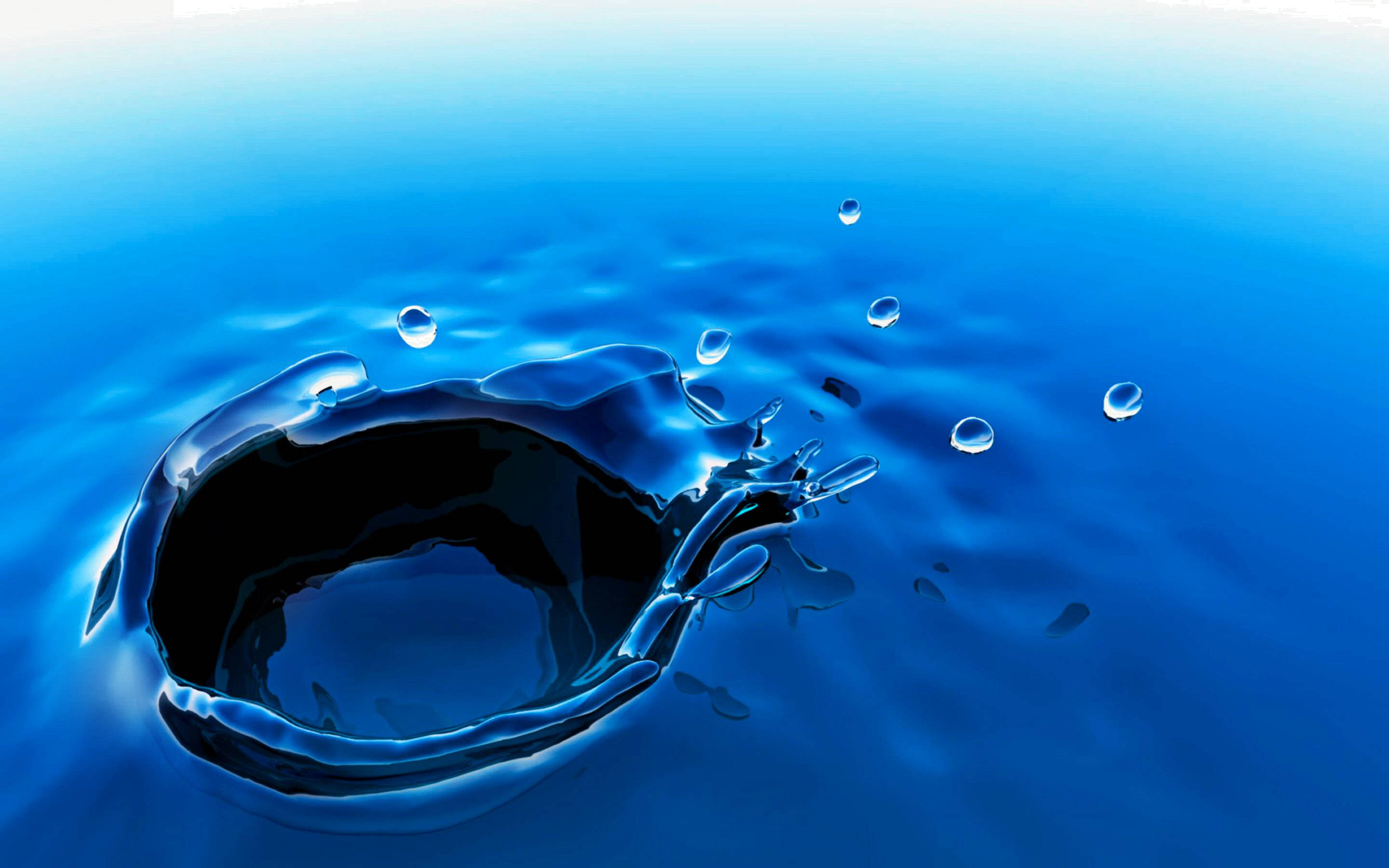 3d Water, deep blue water, circular ripple, 2K Desktop Wallpaper