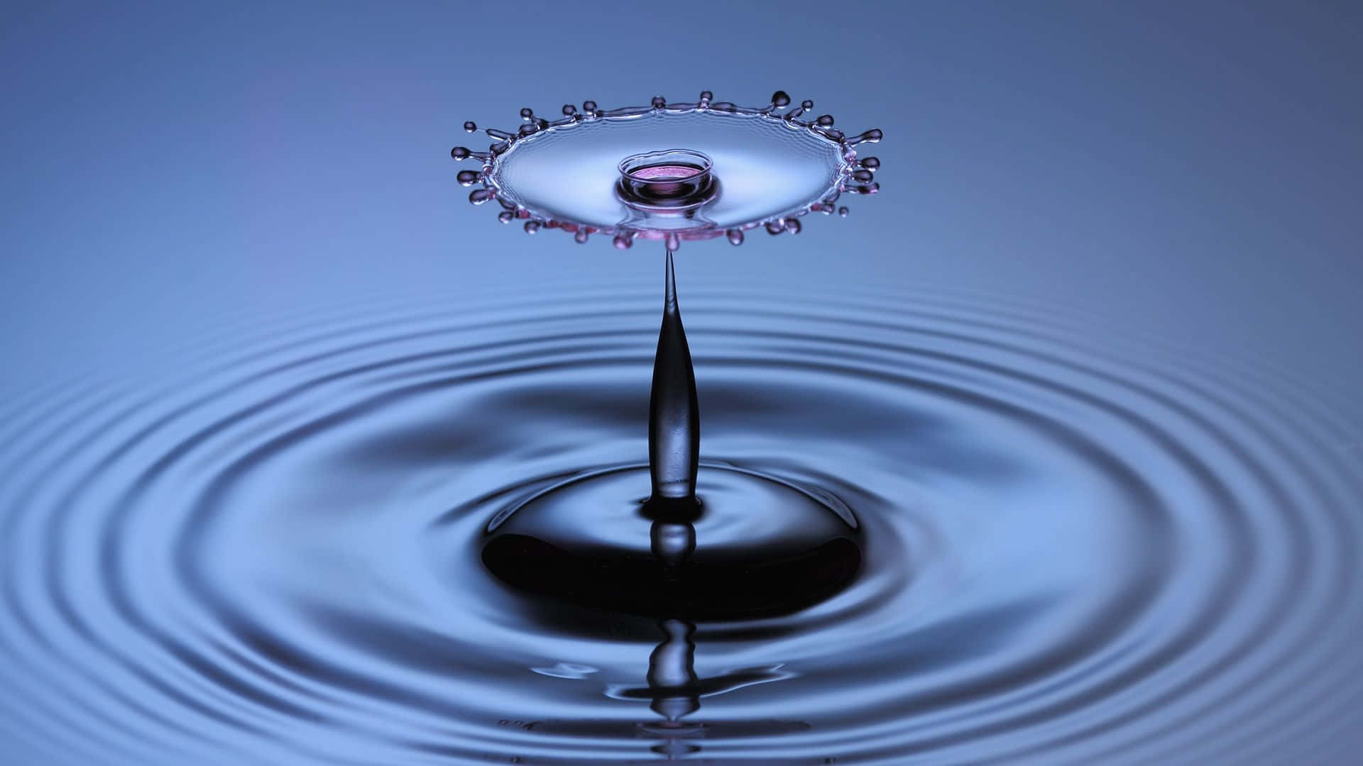 3d water, deep blue waves, water droplet crown, Full HD Desktop Wallpaper