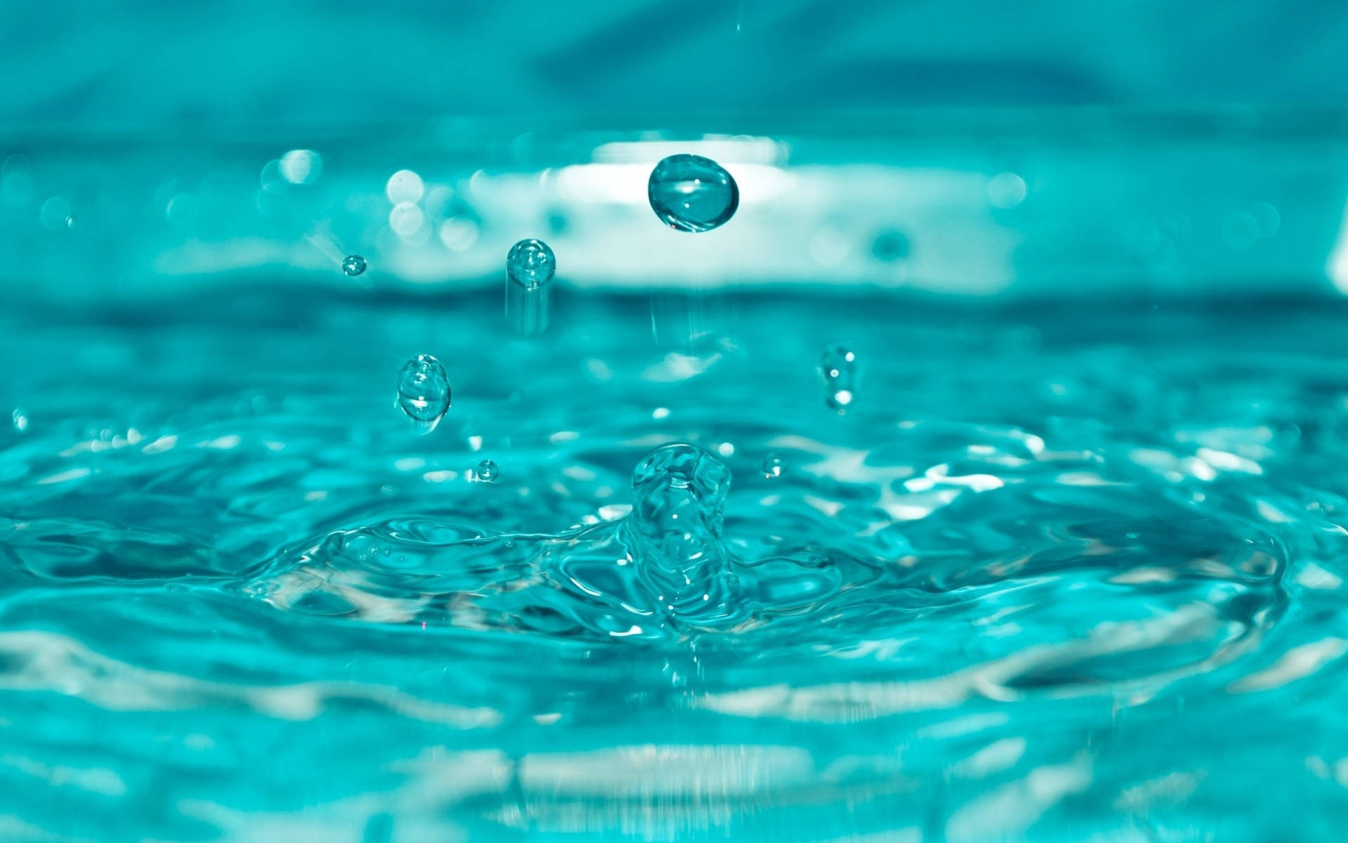 turquoise, water droplets, mid-air, Full HD Desktop Wallpaper