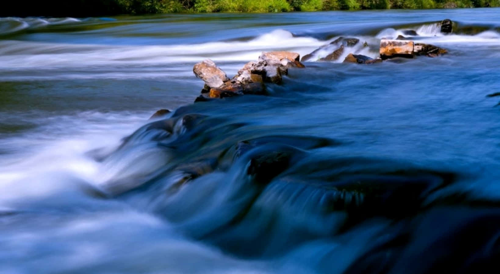 3d waterfall, mossy rocks, lush greenery, HD Desktop Wallpaper