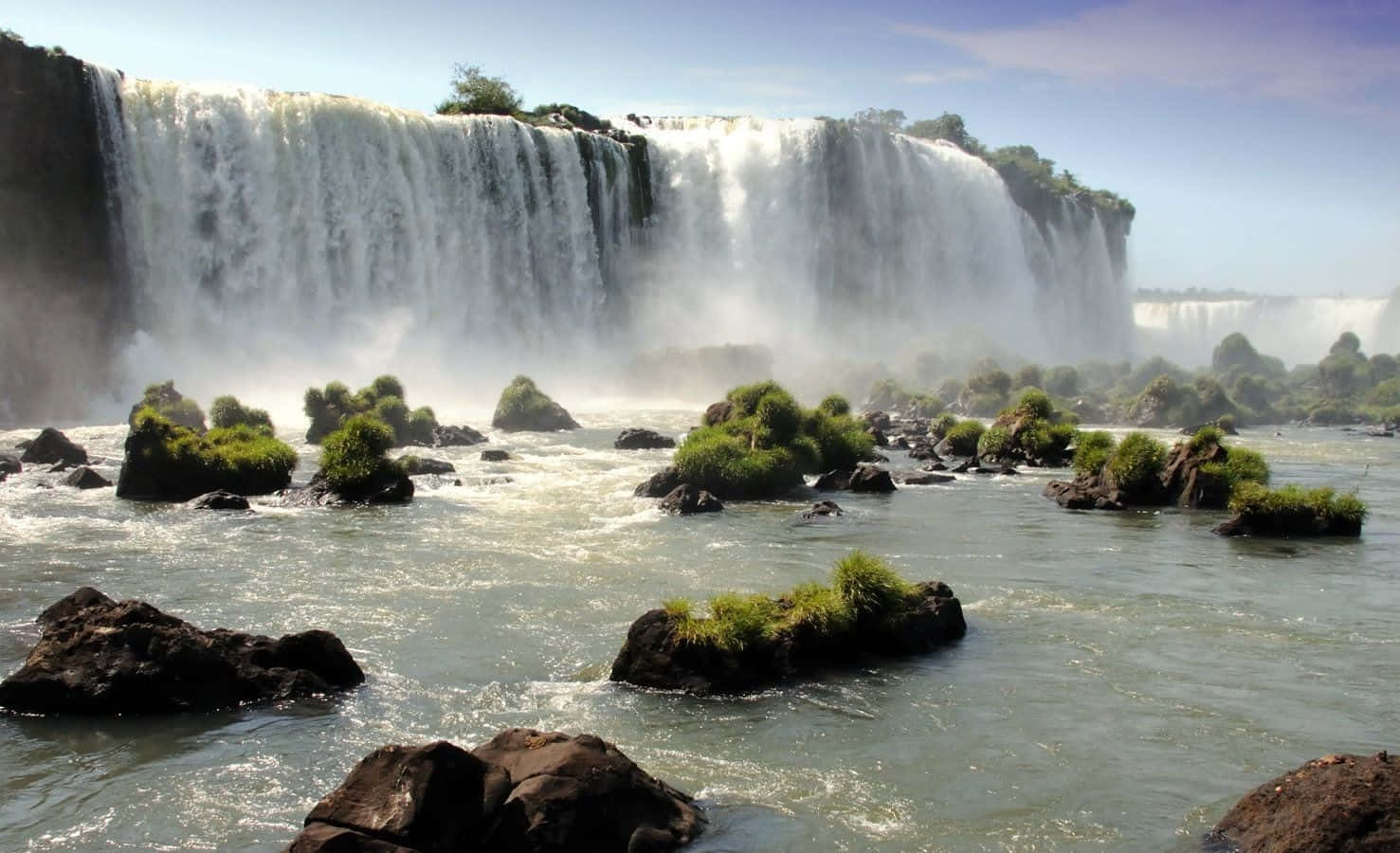 3d waterfall, massive waterfall, cliff, HD Desktop Wallpaper