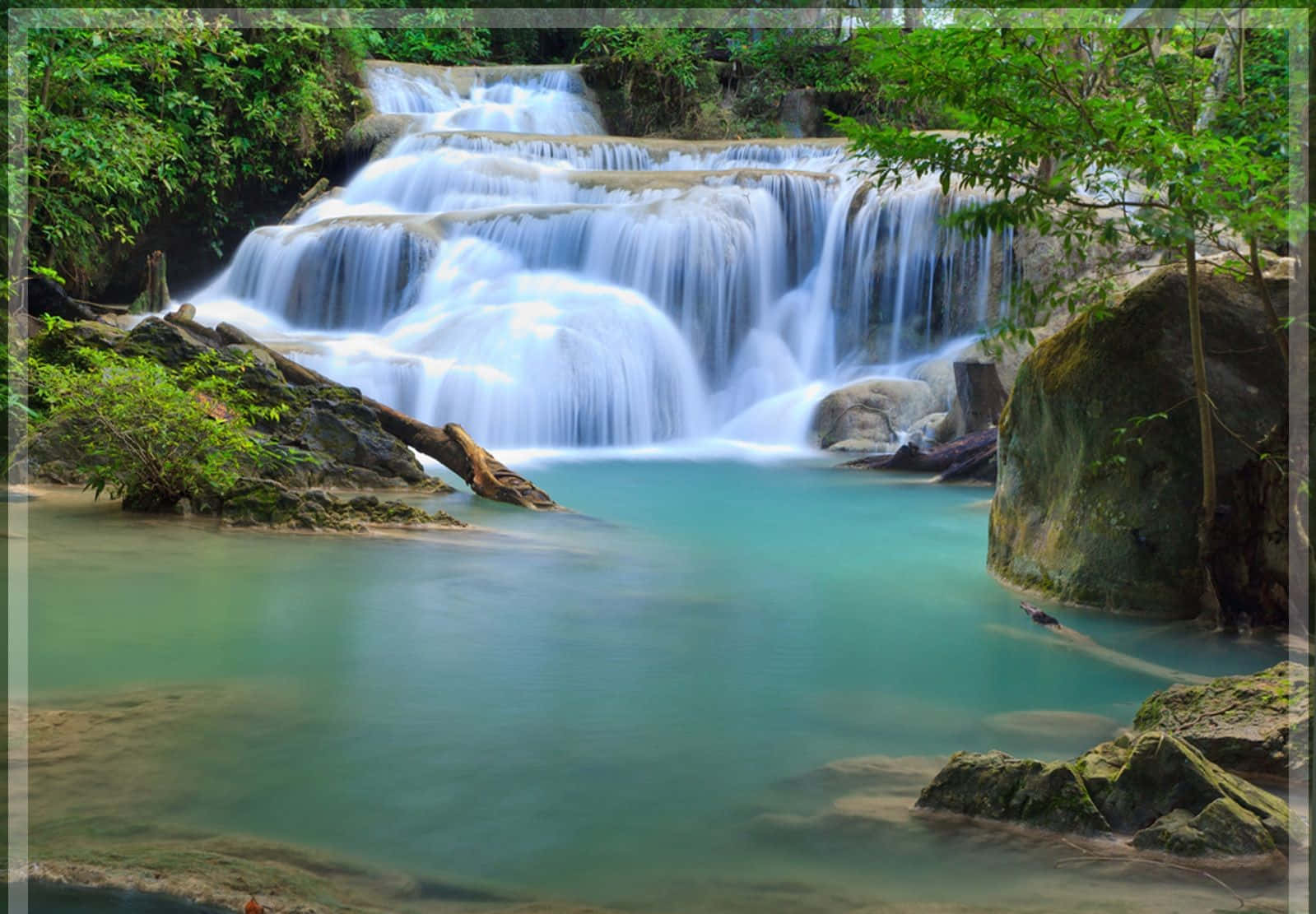 3d Waterfall, multi-tiered waterfall, turquoise pool, HD Desktop Wallpaper