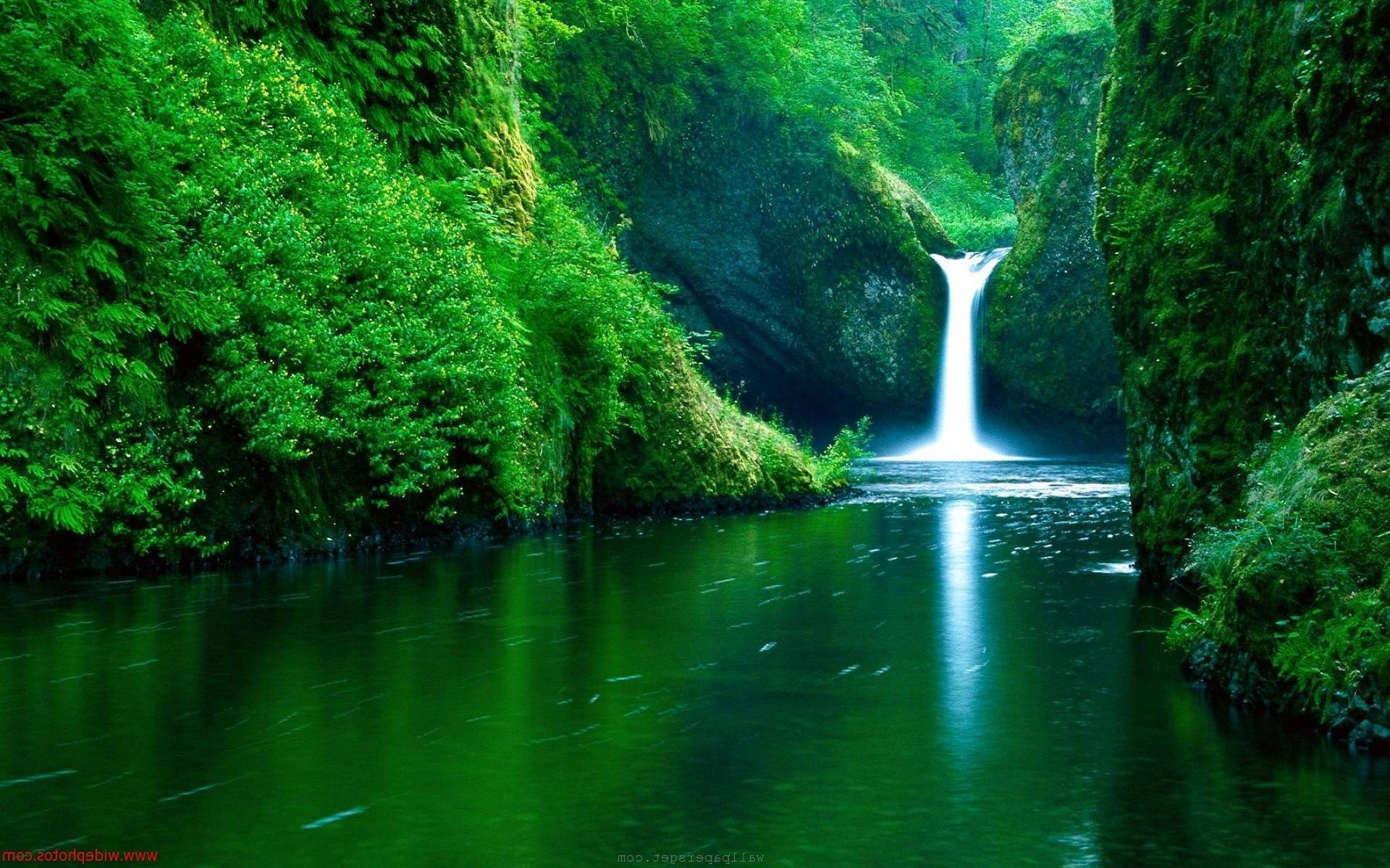 4K, nature waterfall, emerald pool, Full HD Desktop Wallpaper