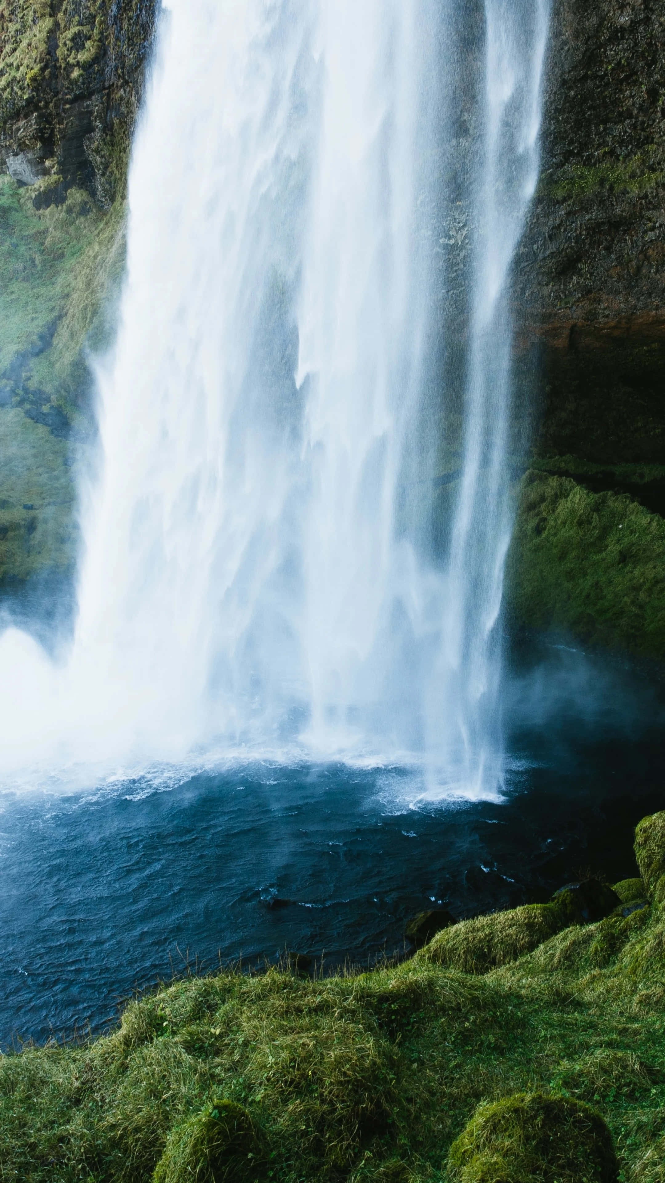 3d waterfall, 2160 x 3840, deep blue pool, 4K Phone Wallpaper