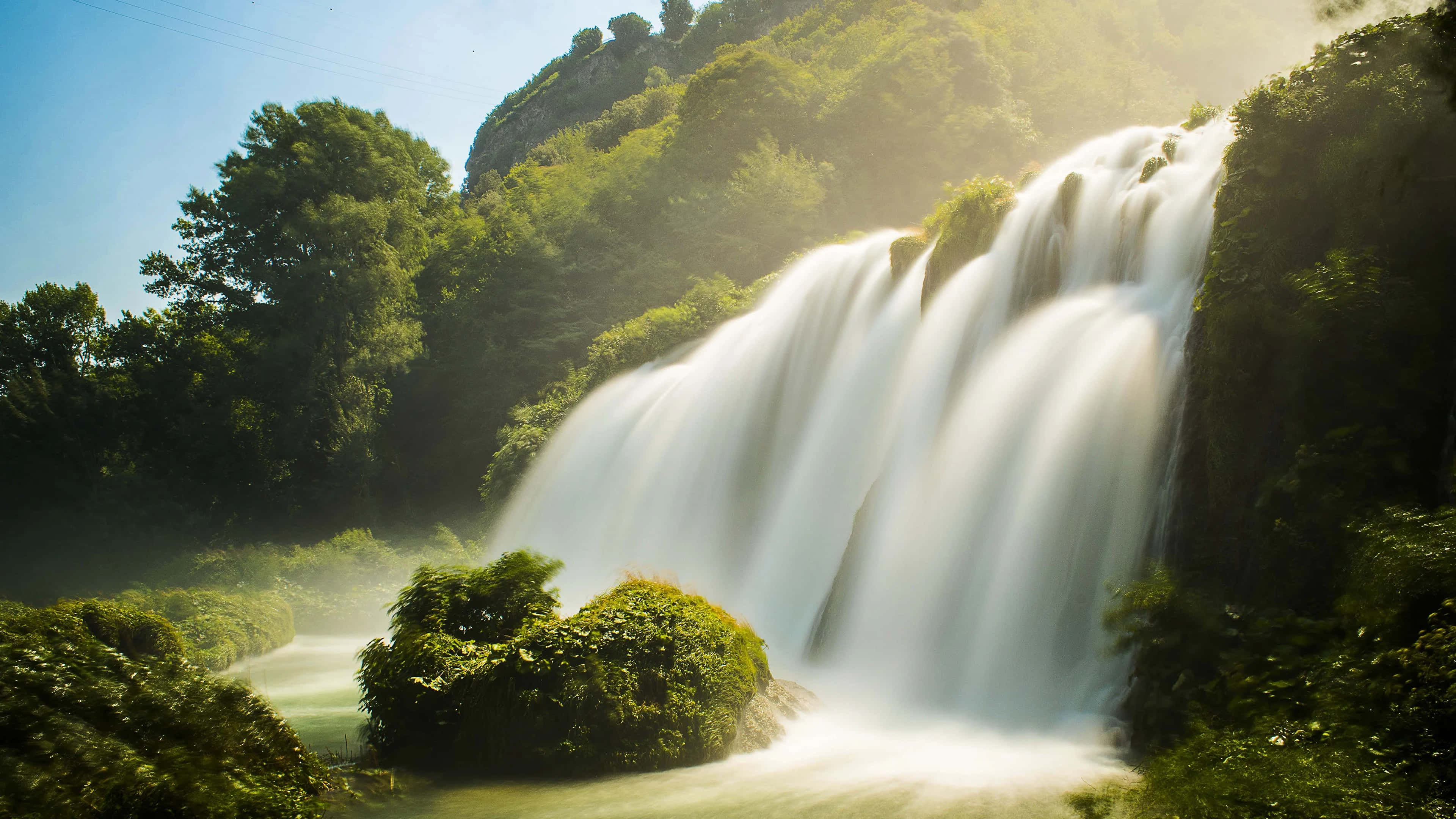 4K, waterfall, lush green forest, 4K Desktop Wallpaper