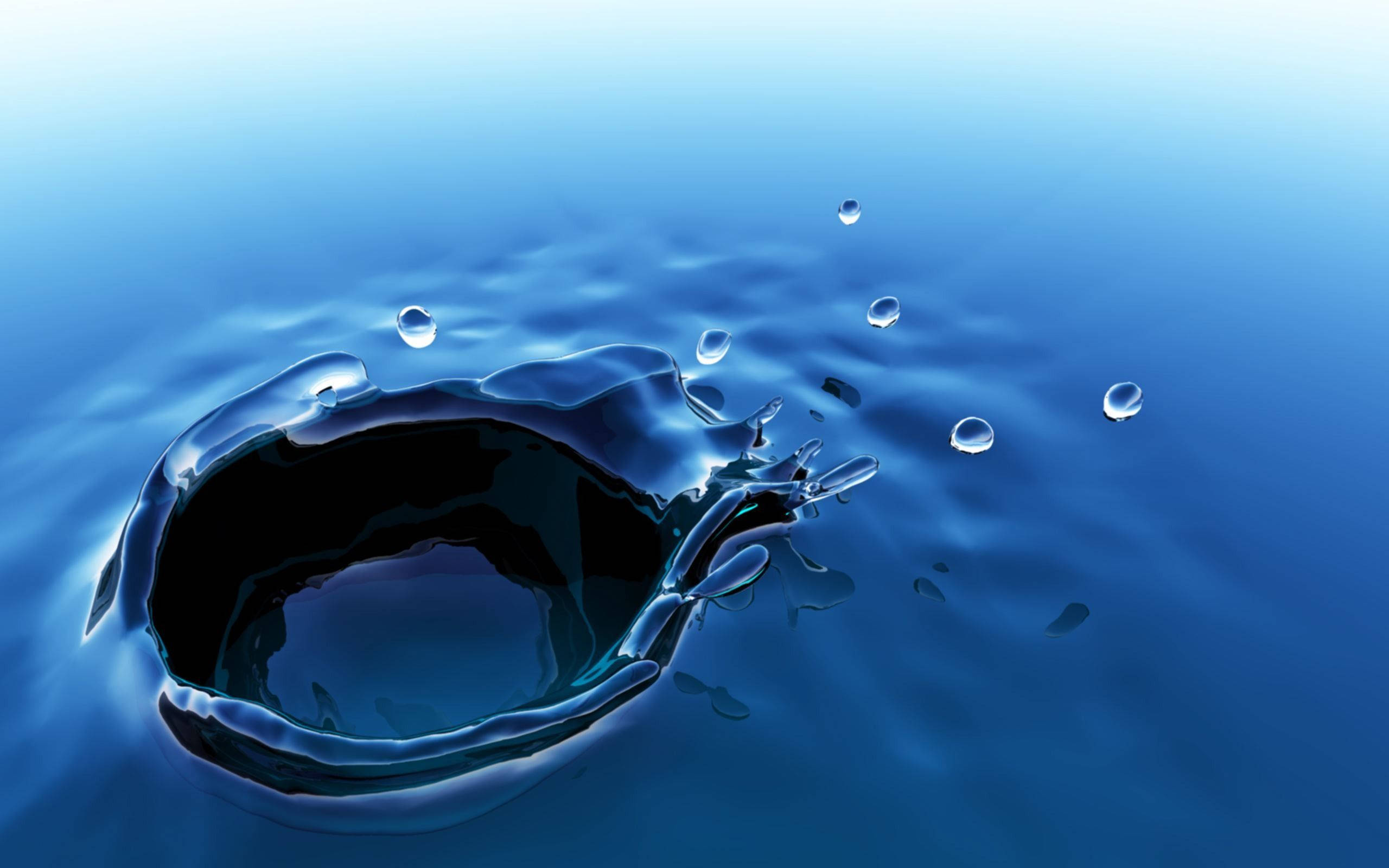 3D, blue water splash, water droplet splash, 2K Desktop Wallpaper