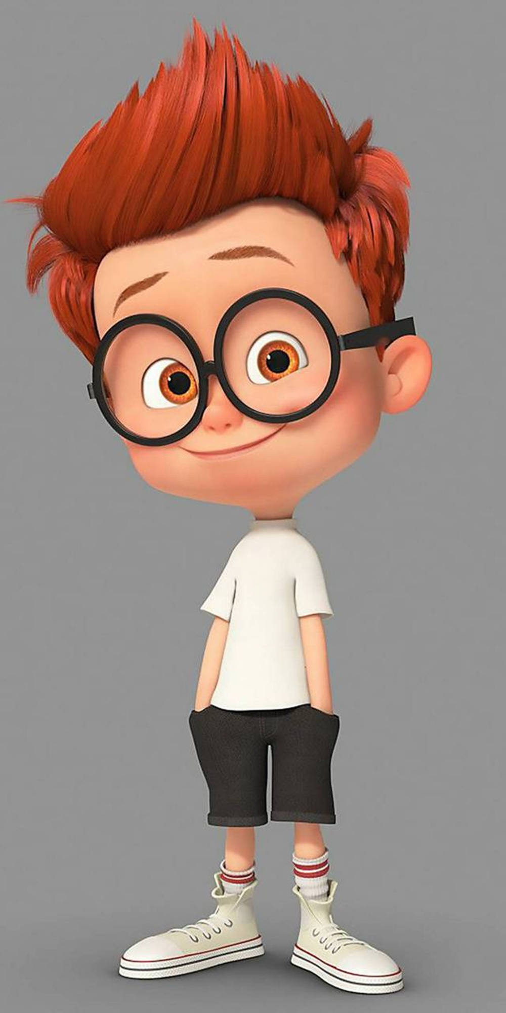 3D, cute cartoon boy, spiky red hair, Full HD Phone Wallpaper