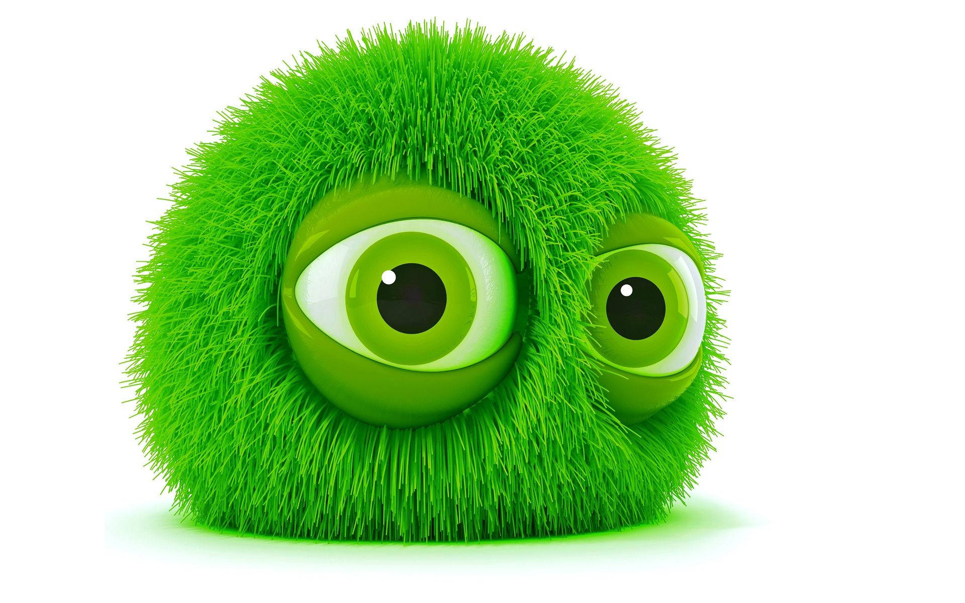 3D, green, cartoon ball, Full HD Desktop Wallpaper