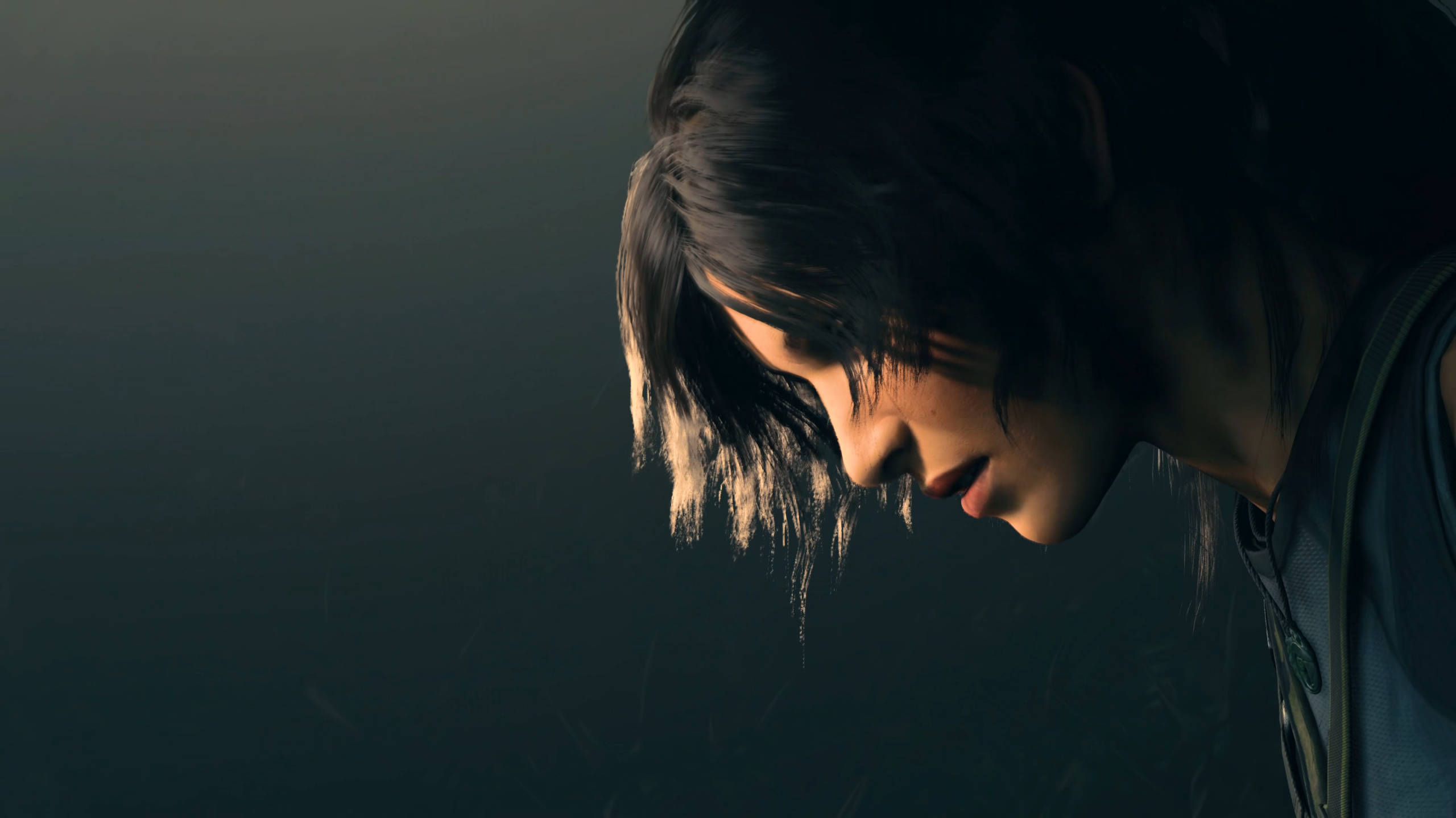 3D Animated Lady, dark hair, contemplation, 2K Desktop Wallpaper